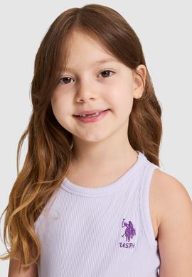 Kız Çocuk Lila Bisiklet Yaka Basic Tişört - 50325671068