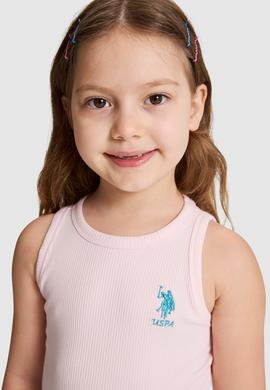 Kız Çocuk Açık Pembe Bisiklet Yaka Basic Tişört - 50325671078