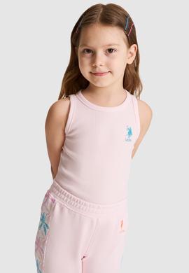 Kız Çocuk Açık Pembe Bisiklet Yaka Basic Tişört - 50325671078