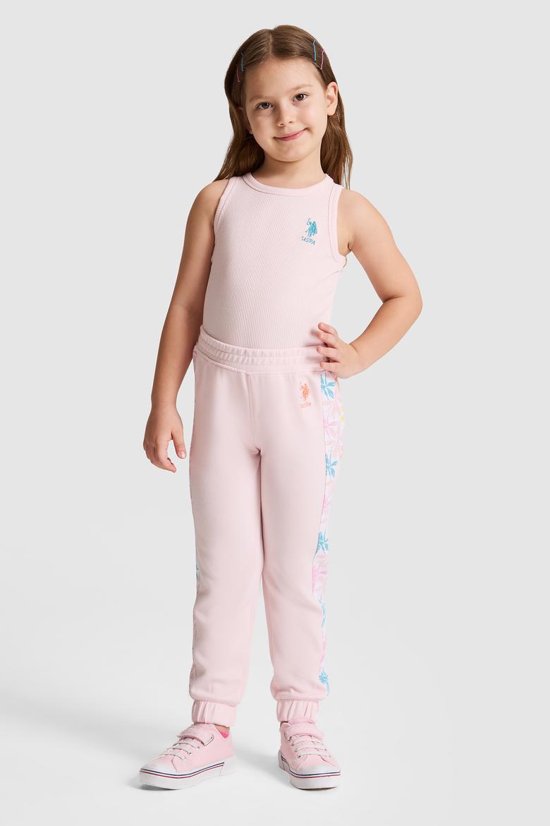 Kız Çocuk Açık Pembe Bisiklet Yaka Basic Tişört - 50325671078