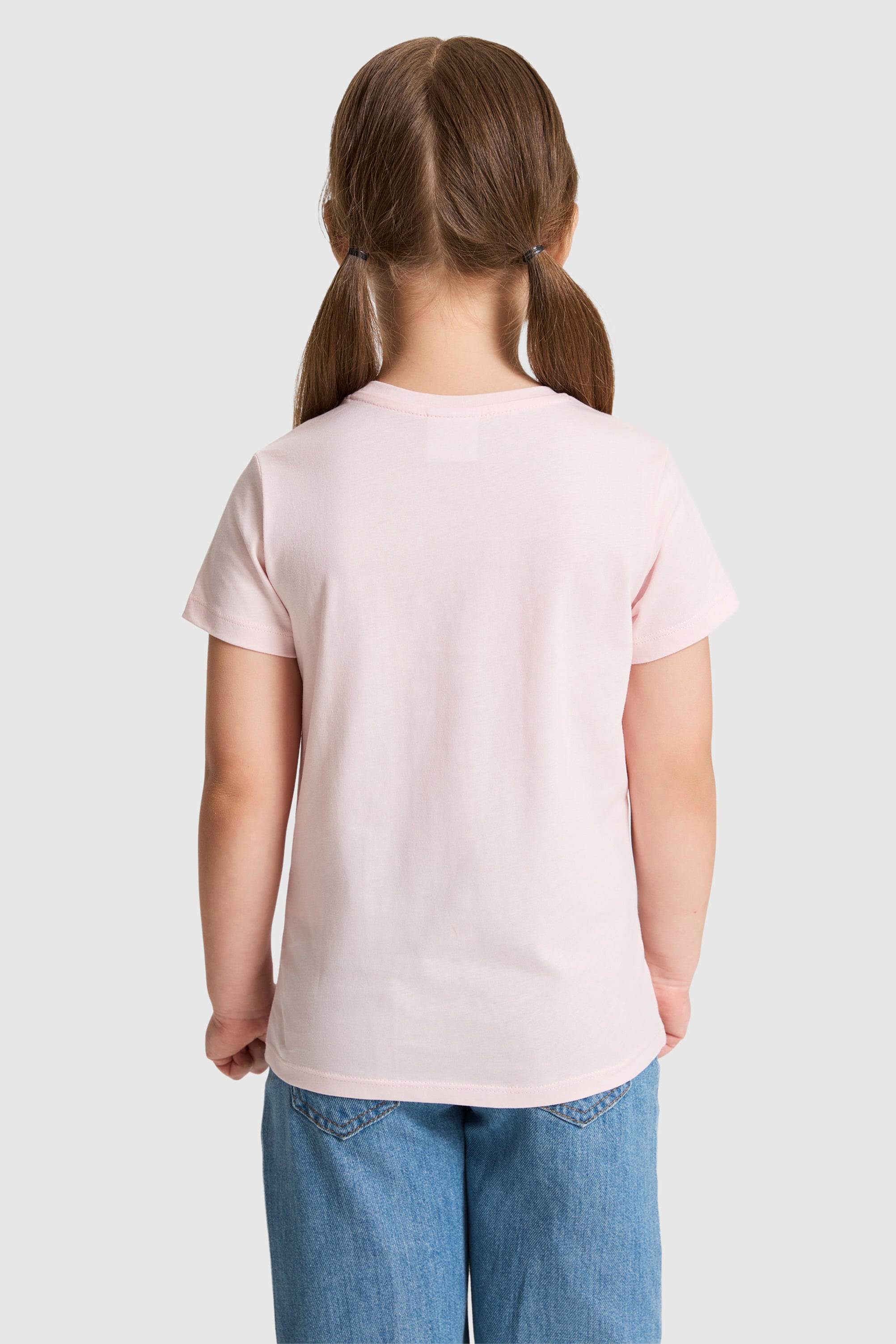 Kız Çocuk Açık Pembe Bisiklet Yaka Tişört - 50325656033