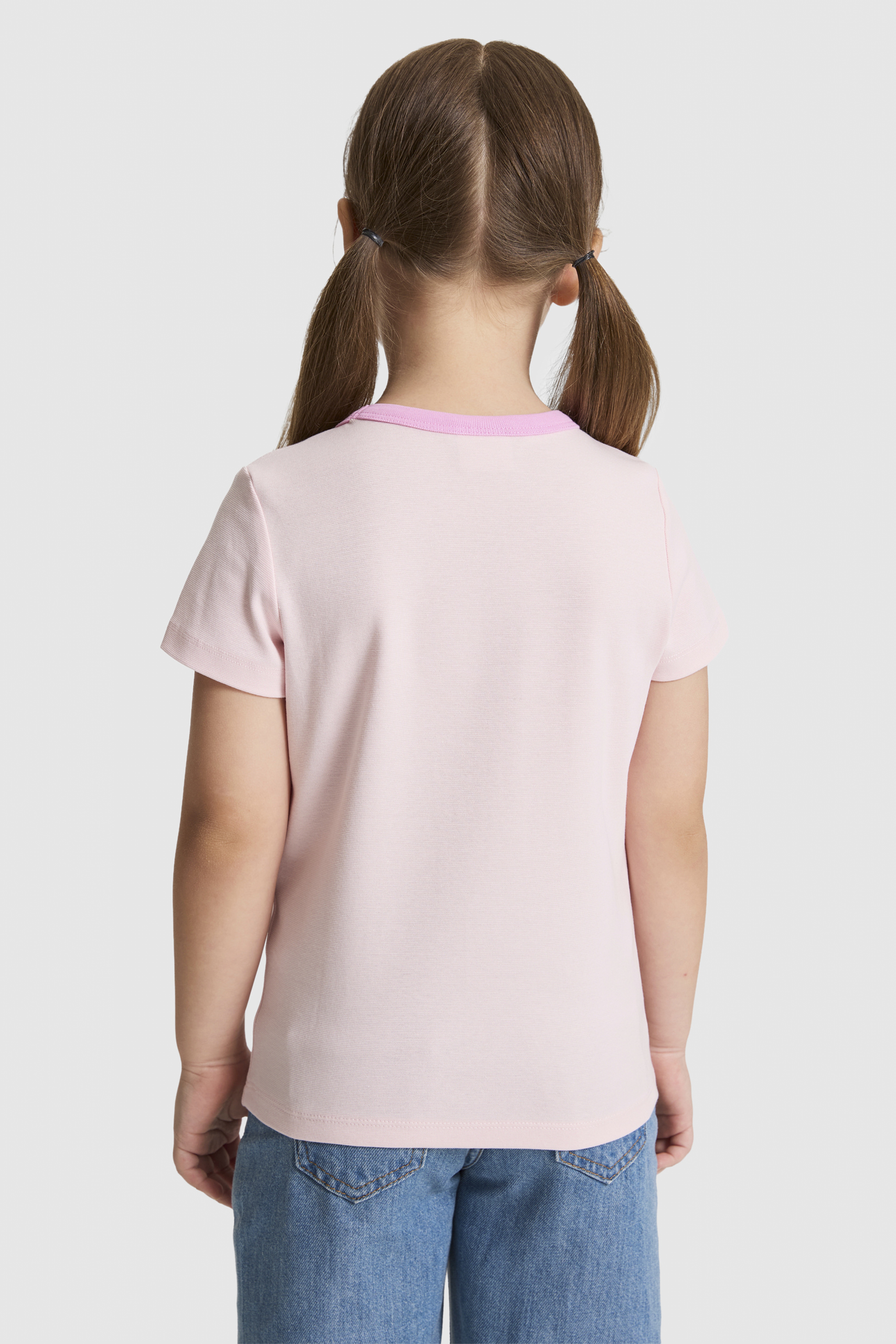 Kız Çocuk Açık Pembe Bisiklet Yaka Tişört - Image 5
