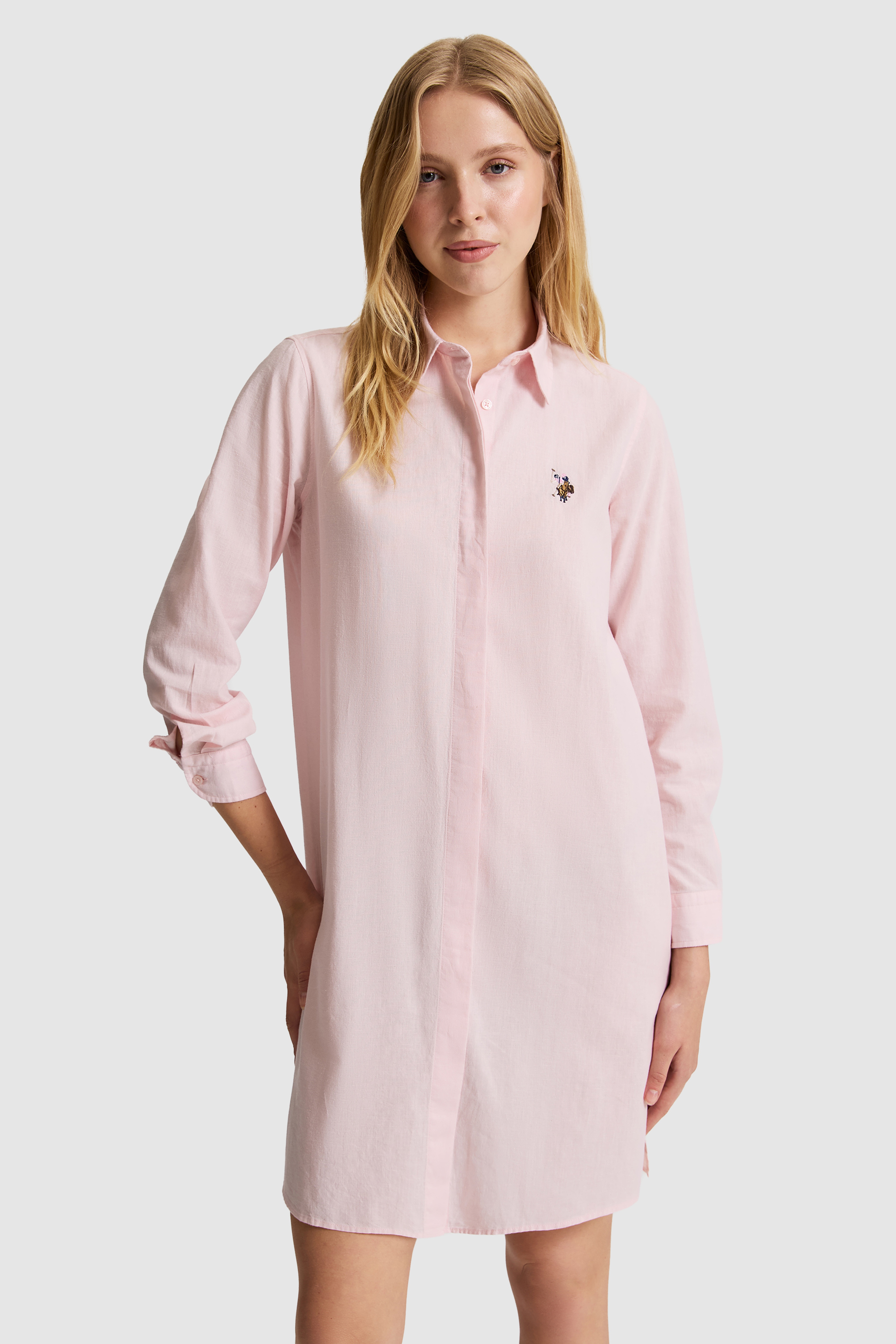 Kadın Açık Pembe Dokuma Elbise