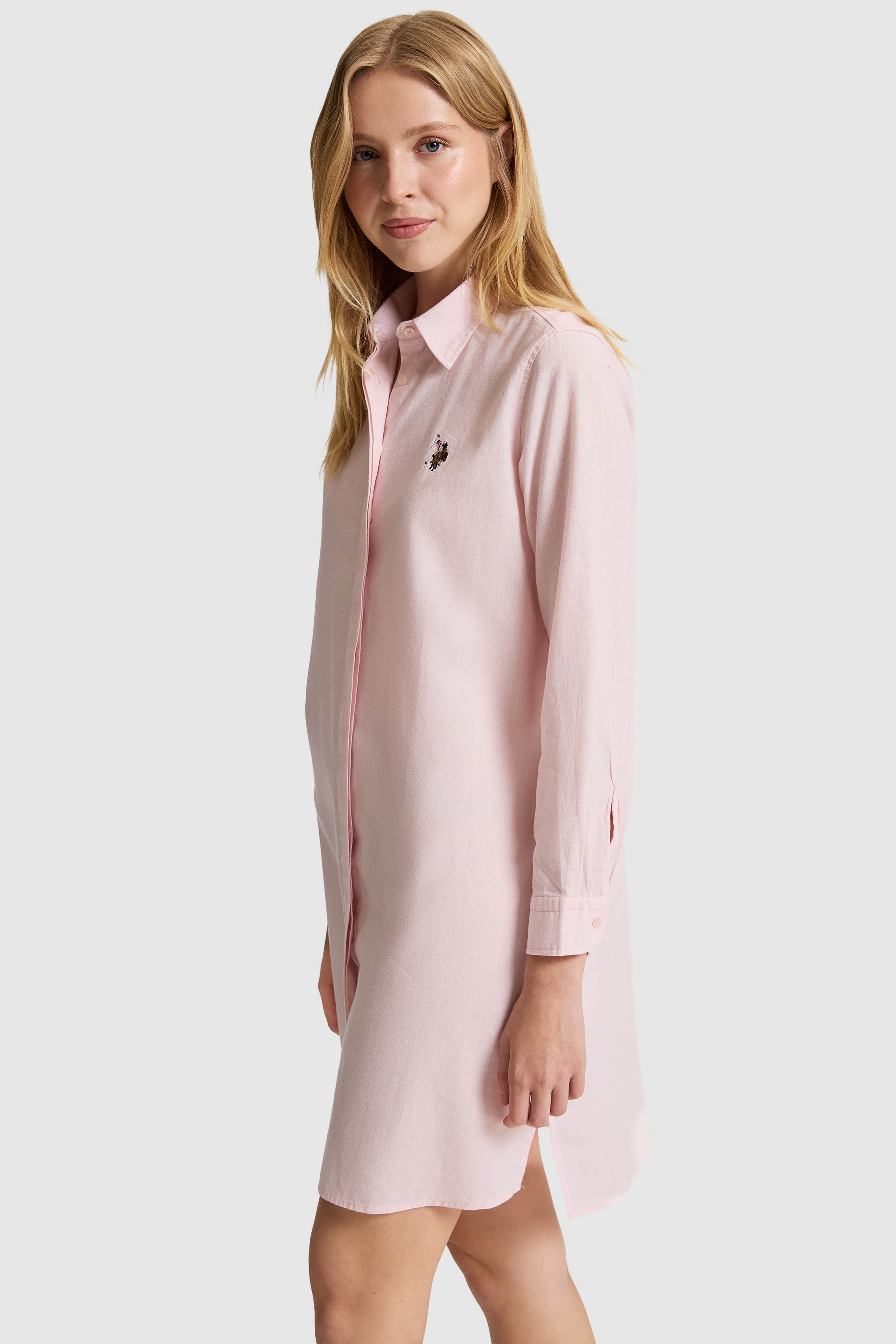 Kadın Açık Pembe Dokuma Elbise - Image 3