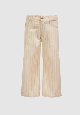 Kız Çocuk Ekru Çizgili Jean Pantolon - 50321527009