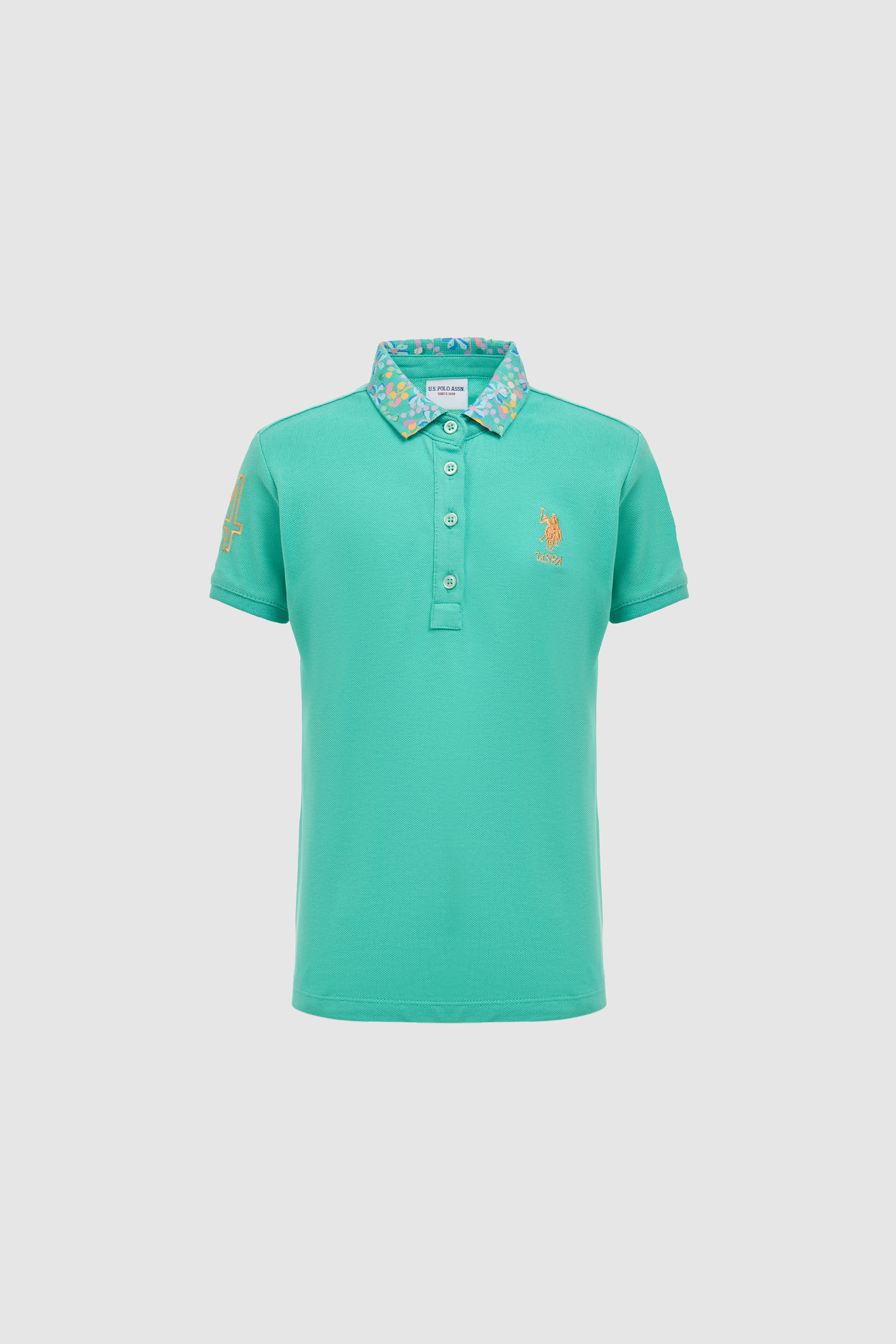 Kız Çocuk Mint Polo Yaka Basic Tişört