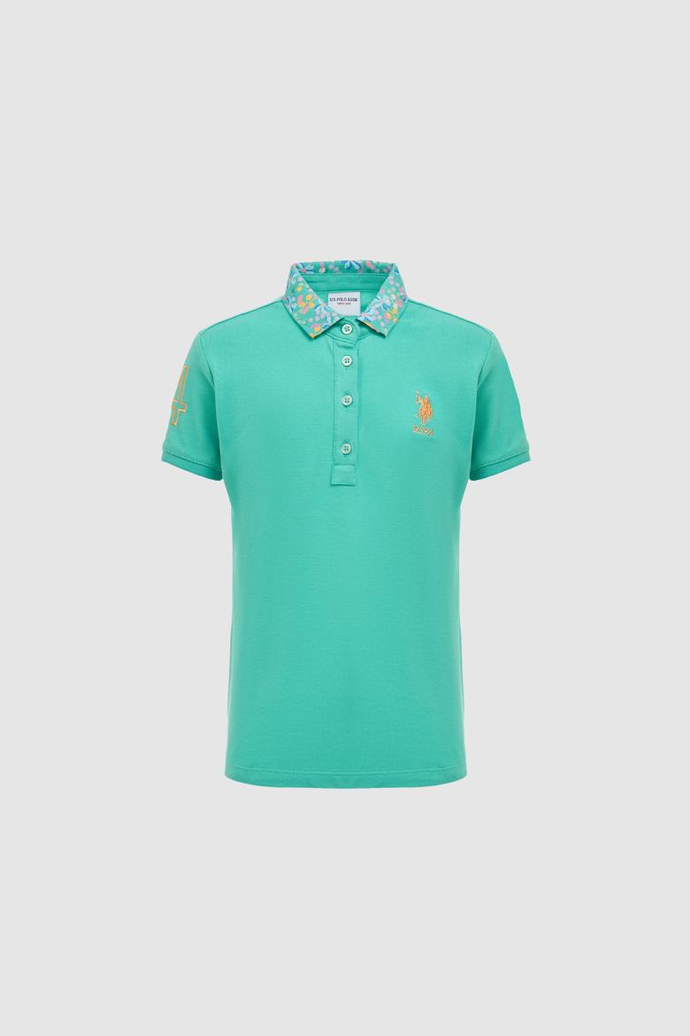 Kız Çocuk Mint Polo Yaka Basic Tişört - 50298192057