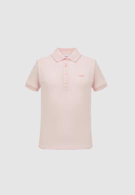 Kız Çocuk Polo Yaka Açık Pembe Basic Tişört - 50328218062