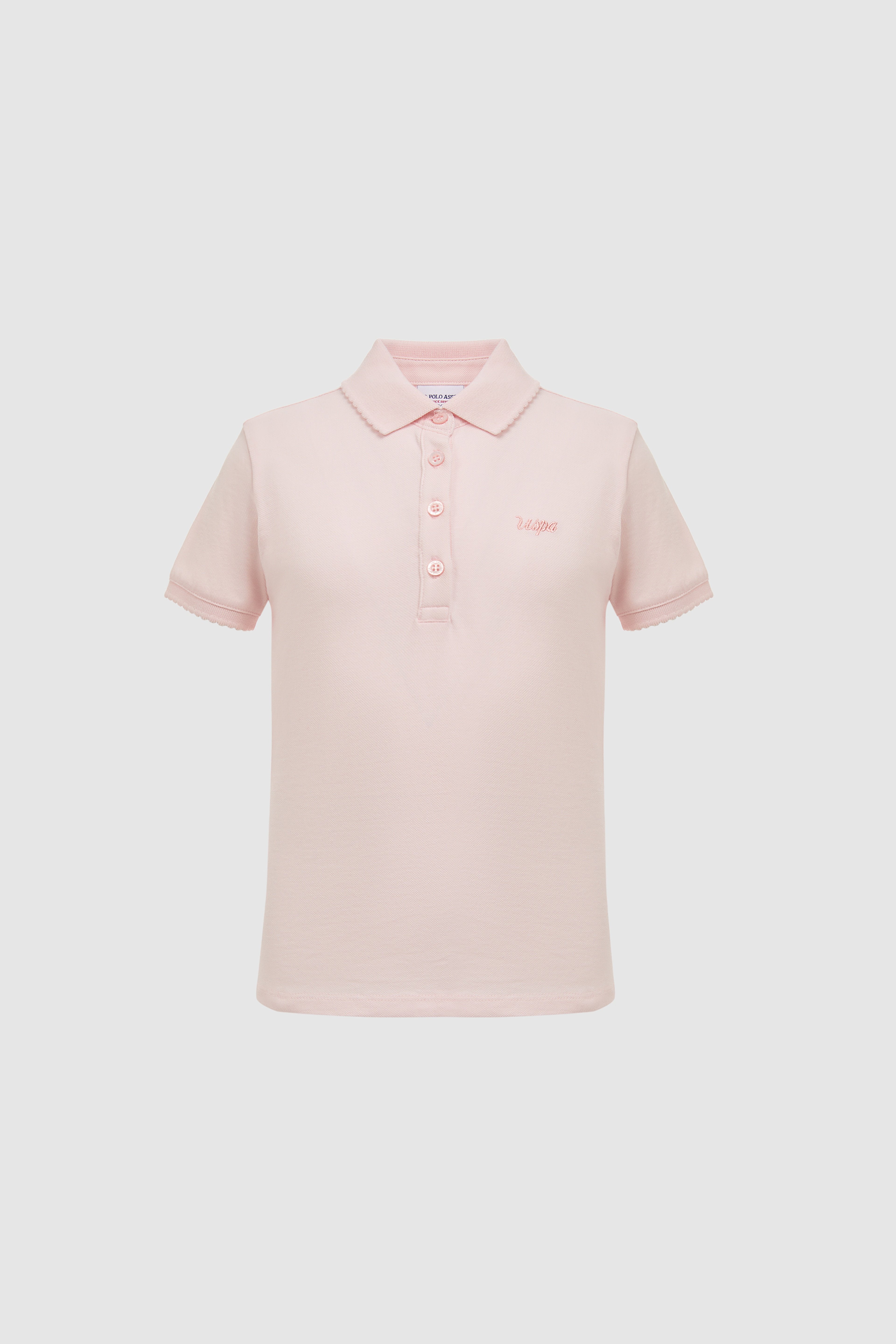 Kız Çocuk Polo Yaka Açık Pembe Basic Tişört