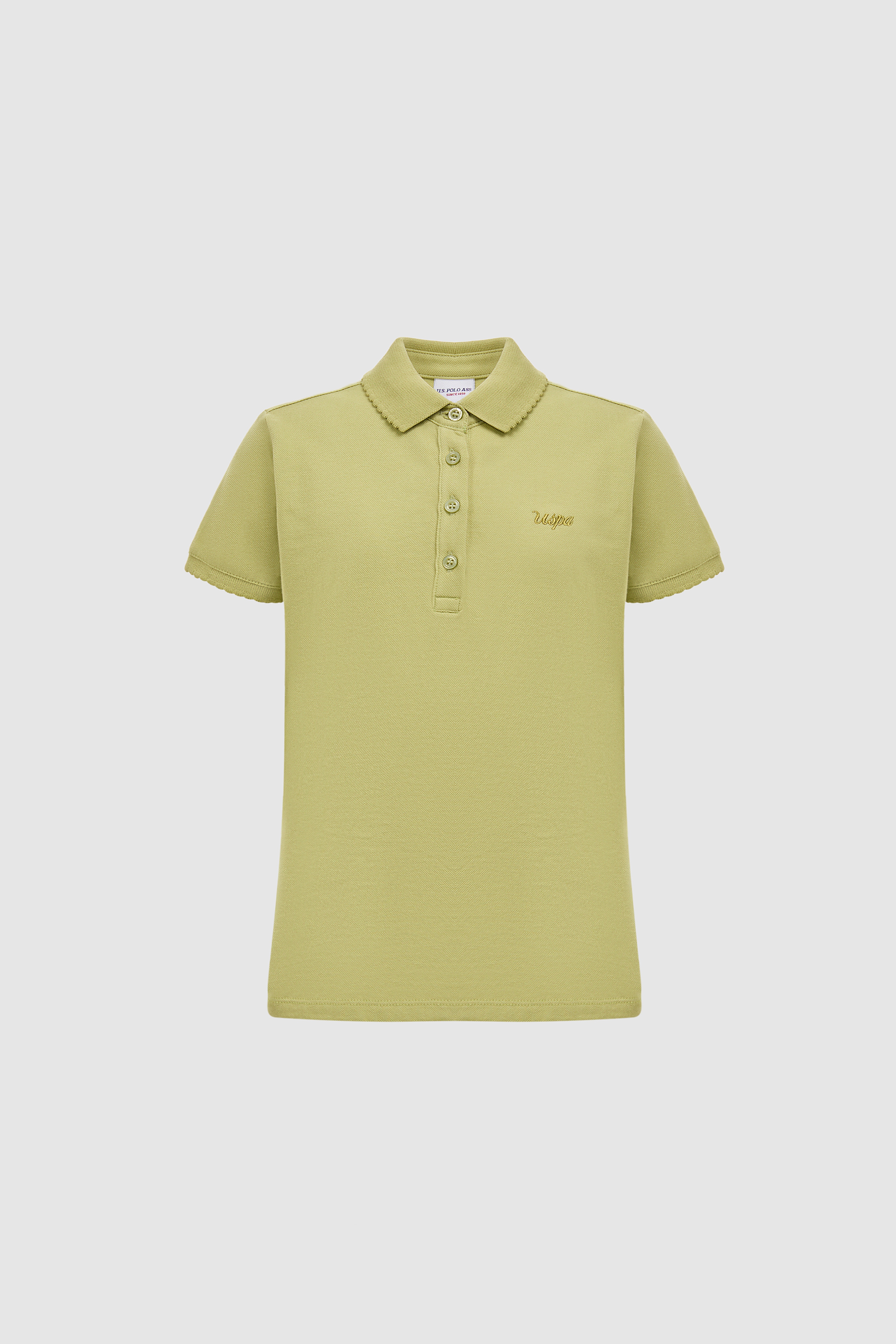Kız Çocuk Polo Yaka Yeşil Basic Tişört - Image 6
