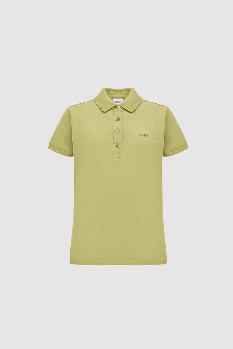Kız Çocuk Polo Yaka Yeşil Basic Tişört - 50328218084