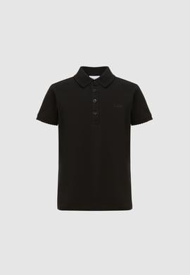 Kız Çocuk Polo Yaka Siyah Basic Tişört - 50328218050