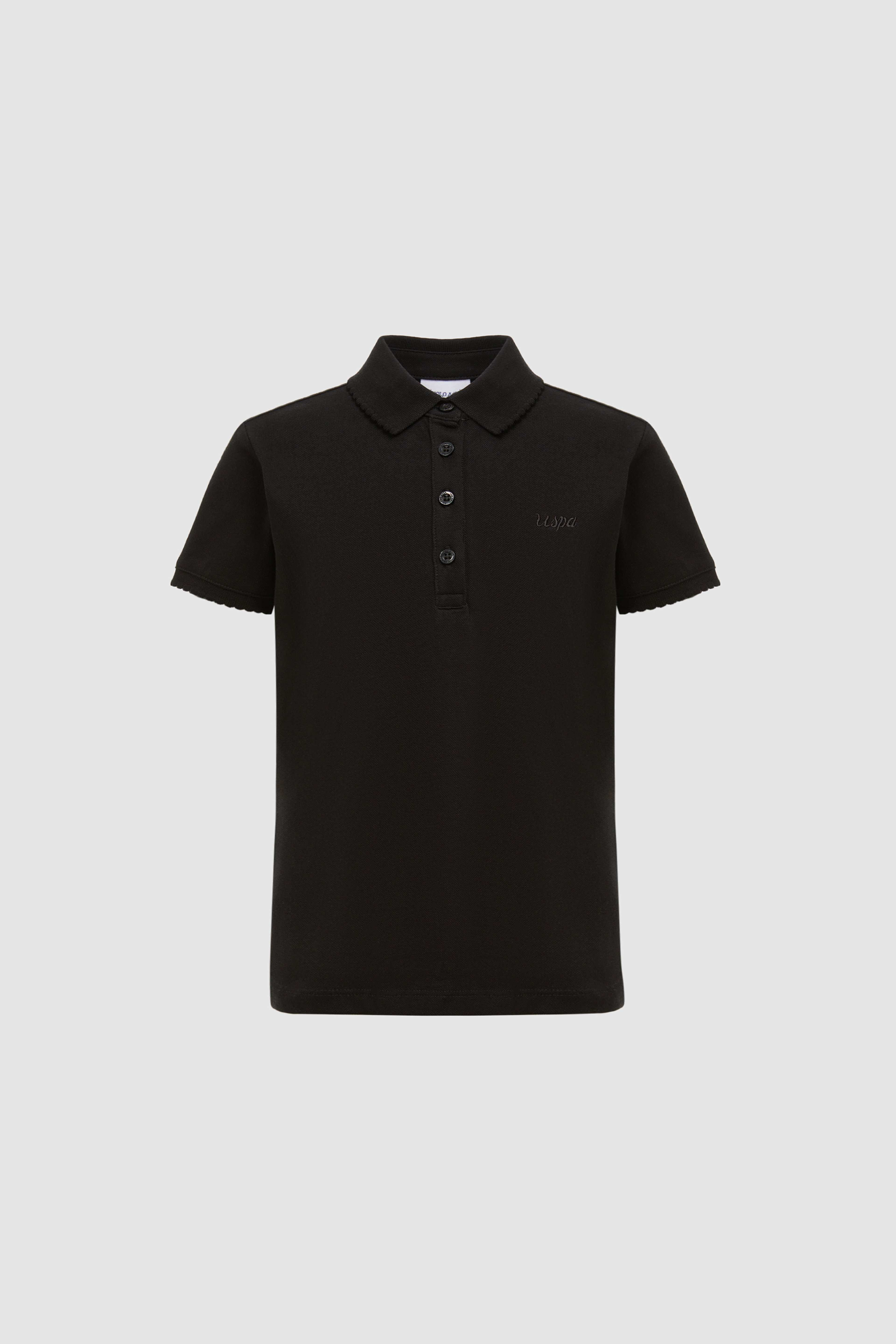 Kız Çocuk Polo Yaka Siyah Basic Tişört - Image 6