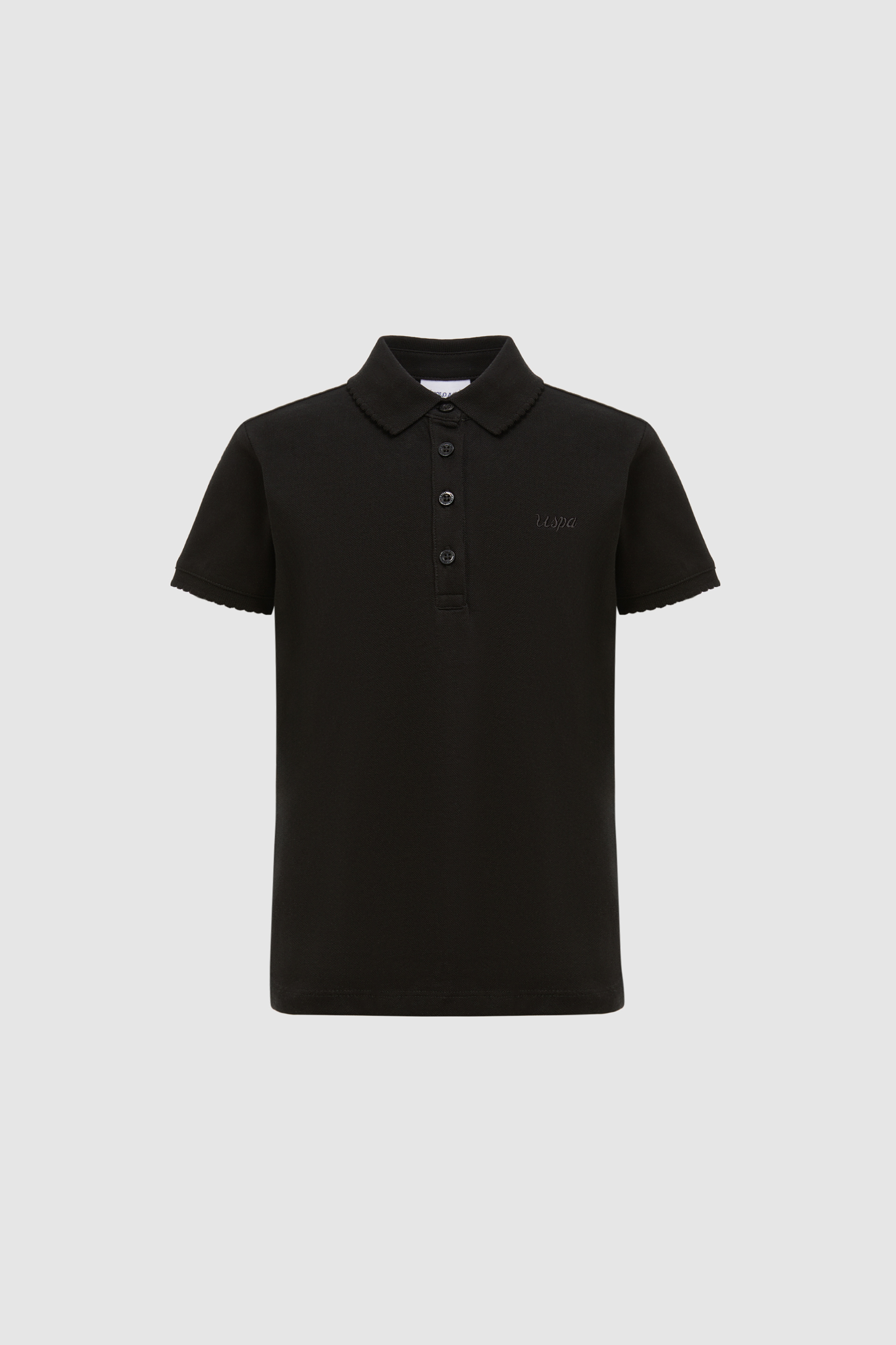 Kız Çocuk Polo Yaka Siyah Basic Tişört