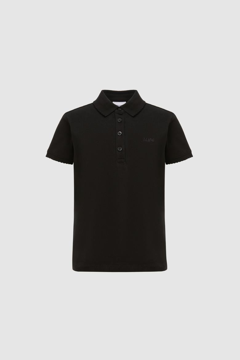 Kız Çocuk Polo Yaka Siyah Basic Tişört - 50328218050