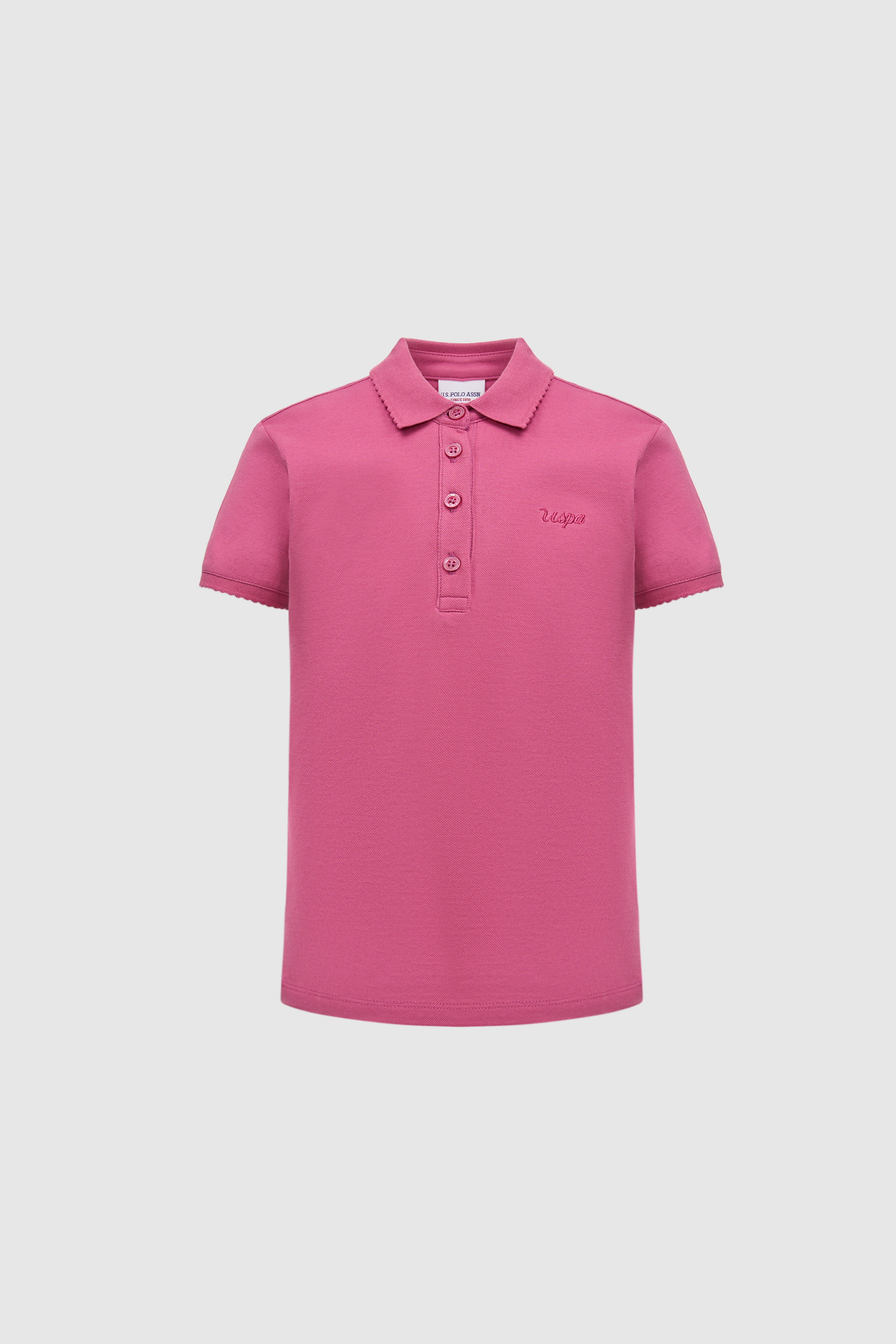 Kız Çocuk Polo Yaka Fuşya Basic Tişört - Image 6