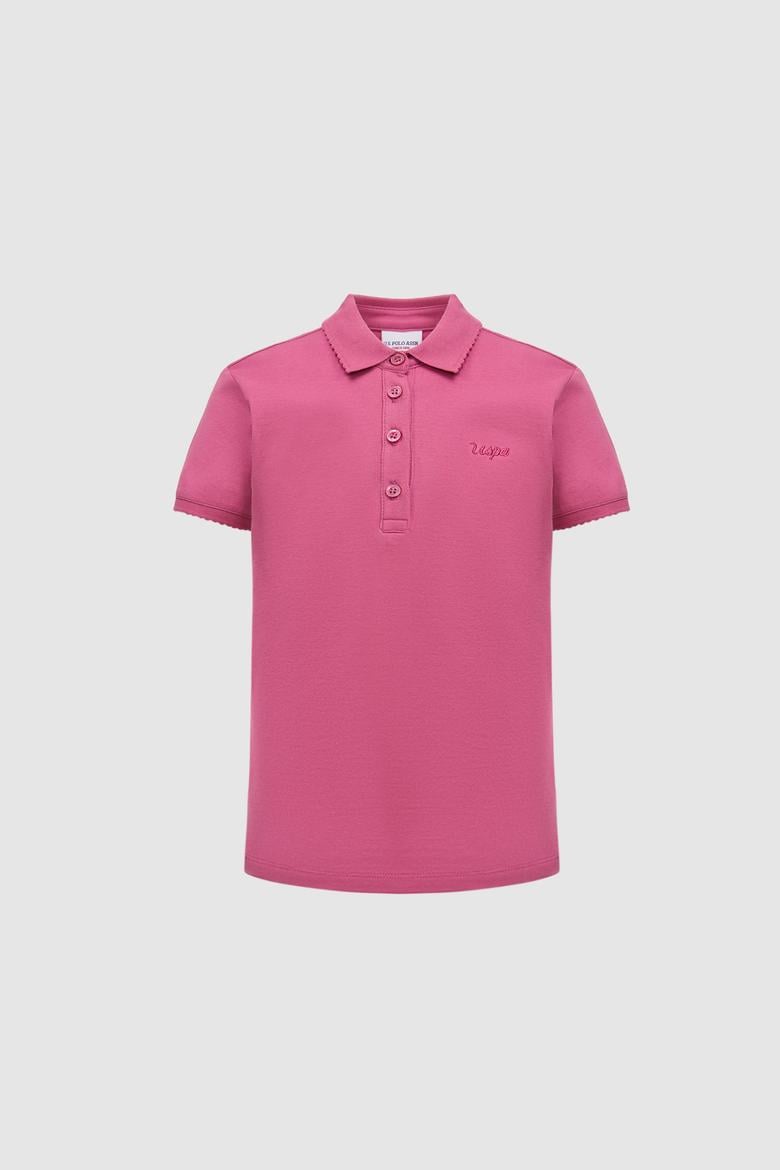 Kız Çocuk Polo Yaka Fuşya Basic Tişört - 50328218018