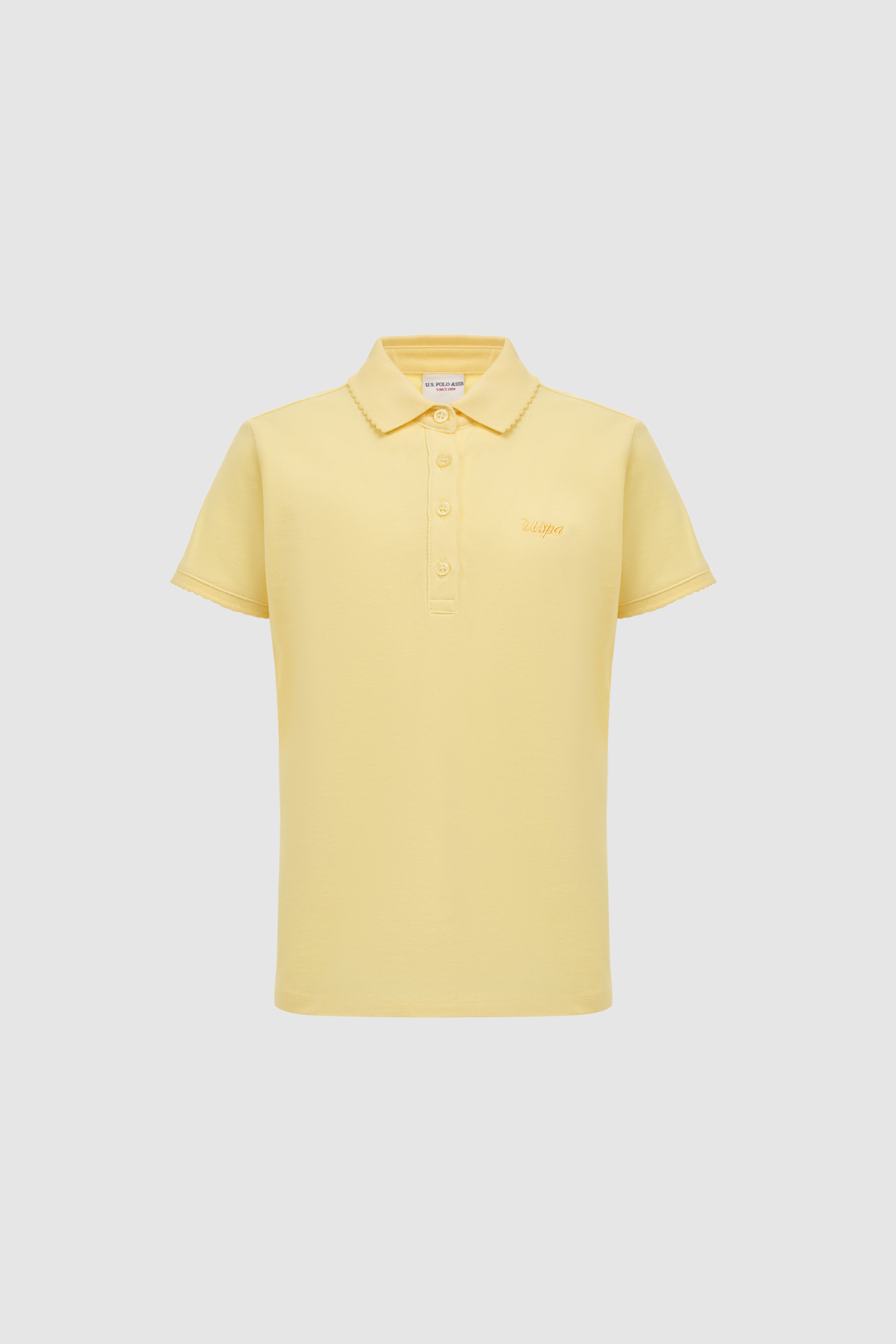 Kız Çocuk Polo Yaka Açık Sarı Basic Tişört - Image 6