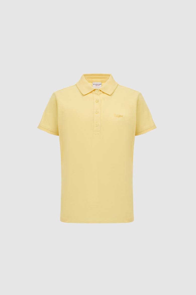 Kız Çocuk Polo Yaka Açık Sarı Basic Tişört - 50328218090