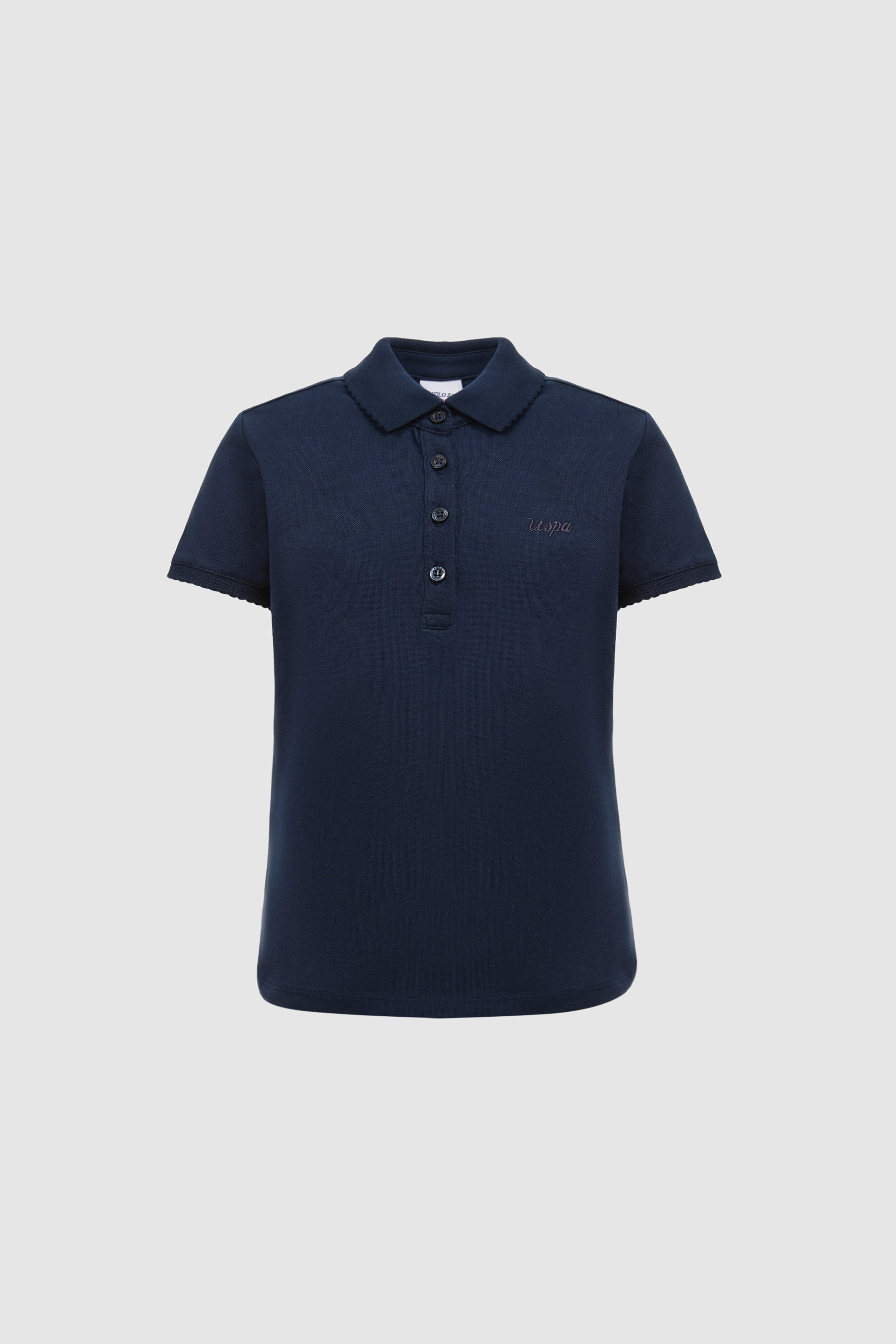 Kız Çocuk Polo Yaka Lacivert Basic Tişört - Image 6