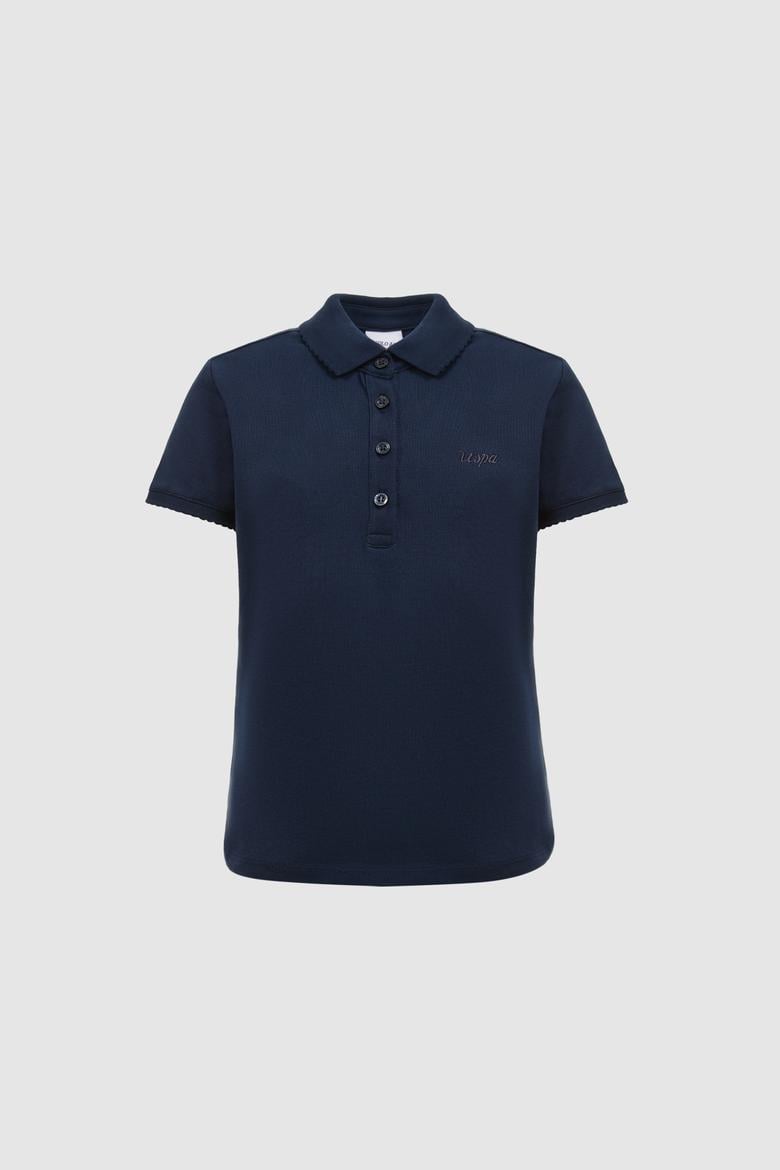 Kız Çocuk Polo Yaka Lacivert Basic Tişört - 50328218040