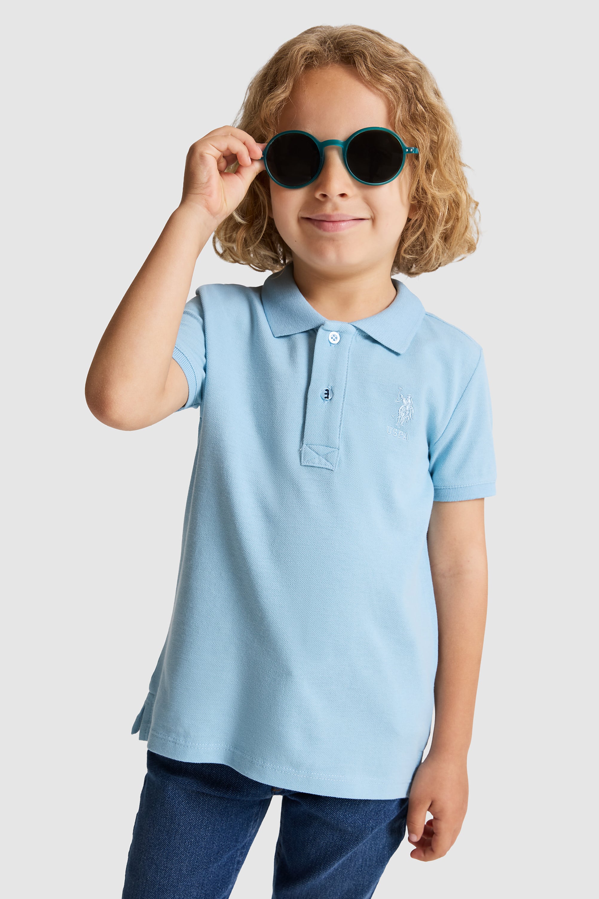 Erkek Çocuk Mavi Polo Yaka Basic Tişört