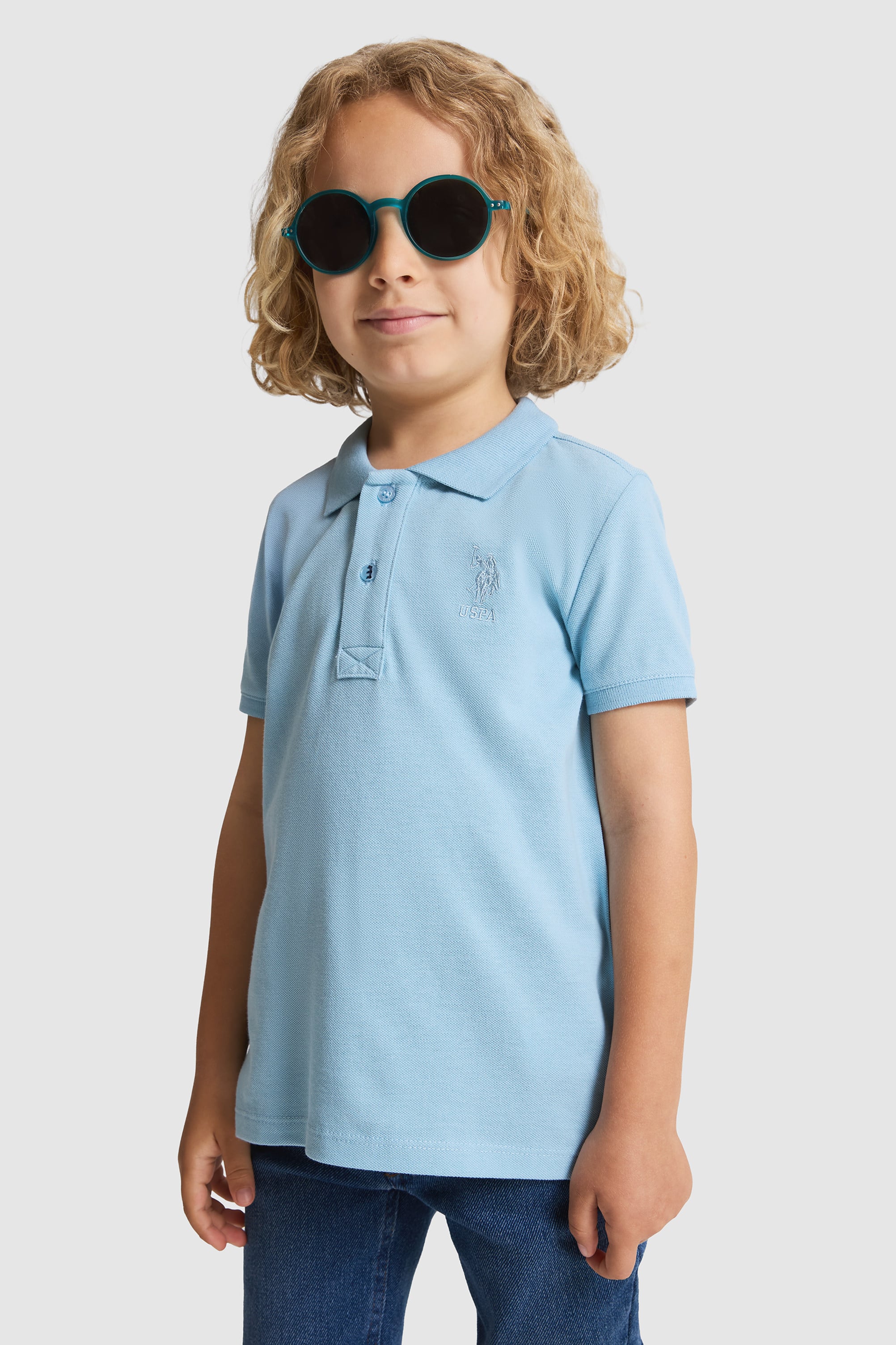 Erkek Çocuk Mavi Polo Yaka Basic Tişört - 50320118030