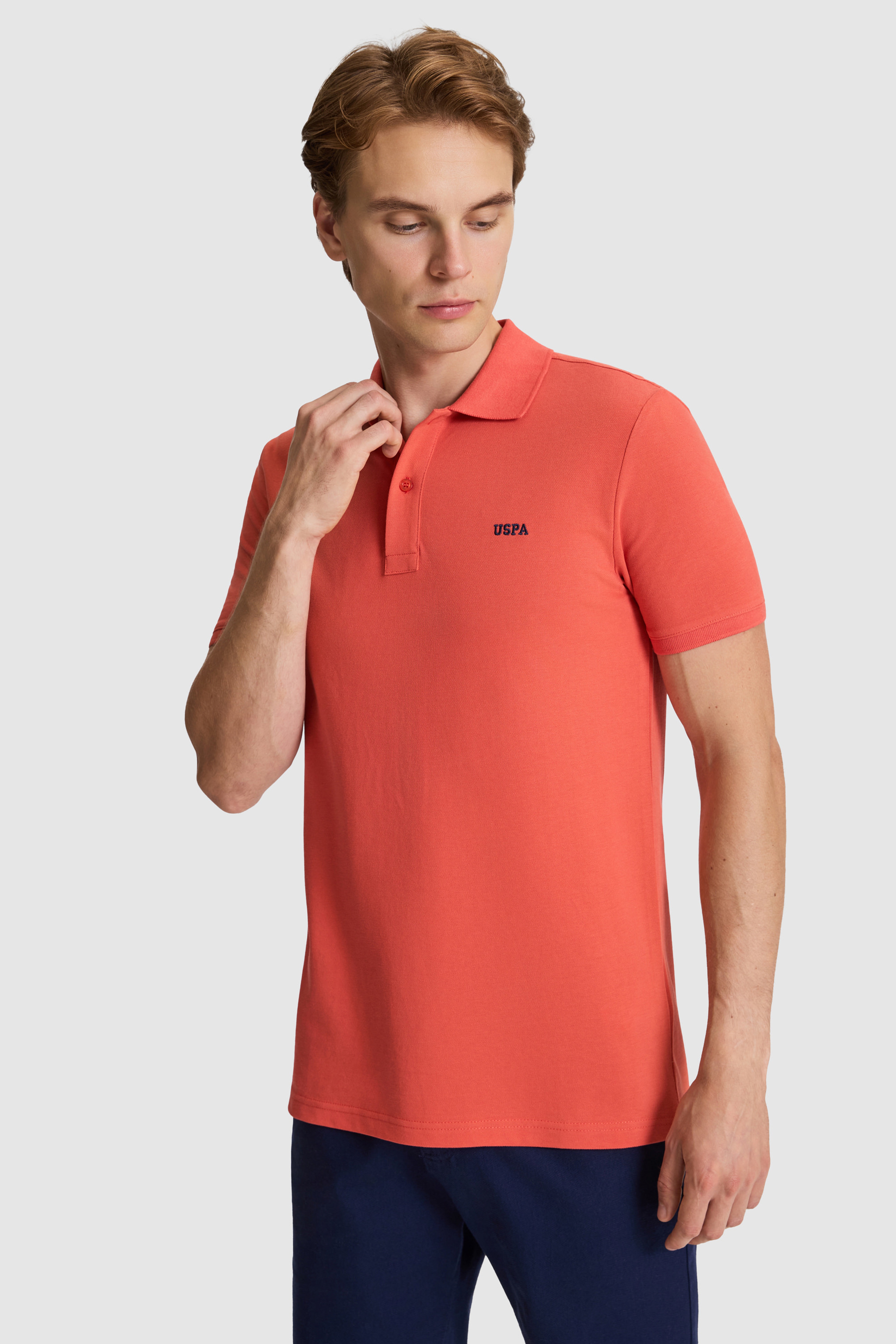 Erkek Kremit Regular Fit Polo Yaka Basic Tişört - Image 3