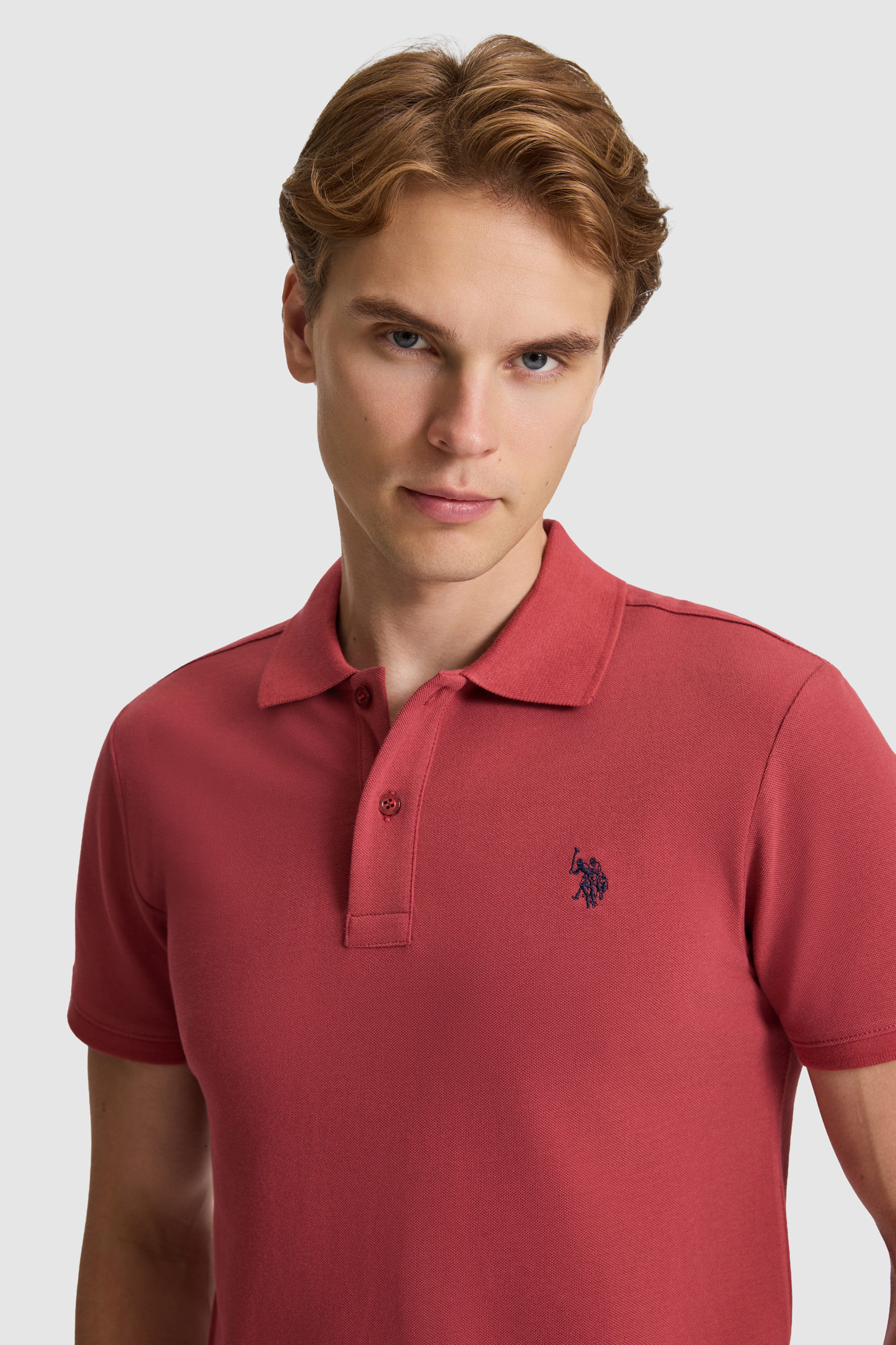 Erkek Vişne Slim Fit Polo Yaka Basic Tişört - Image 2