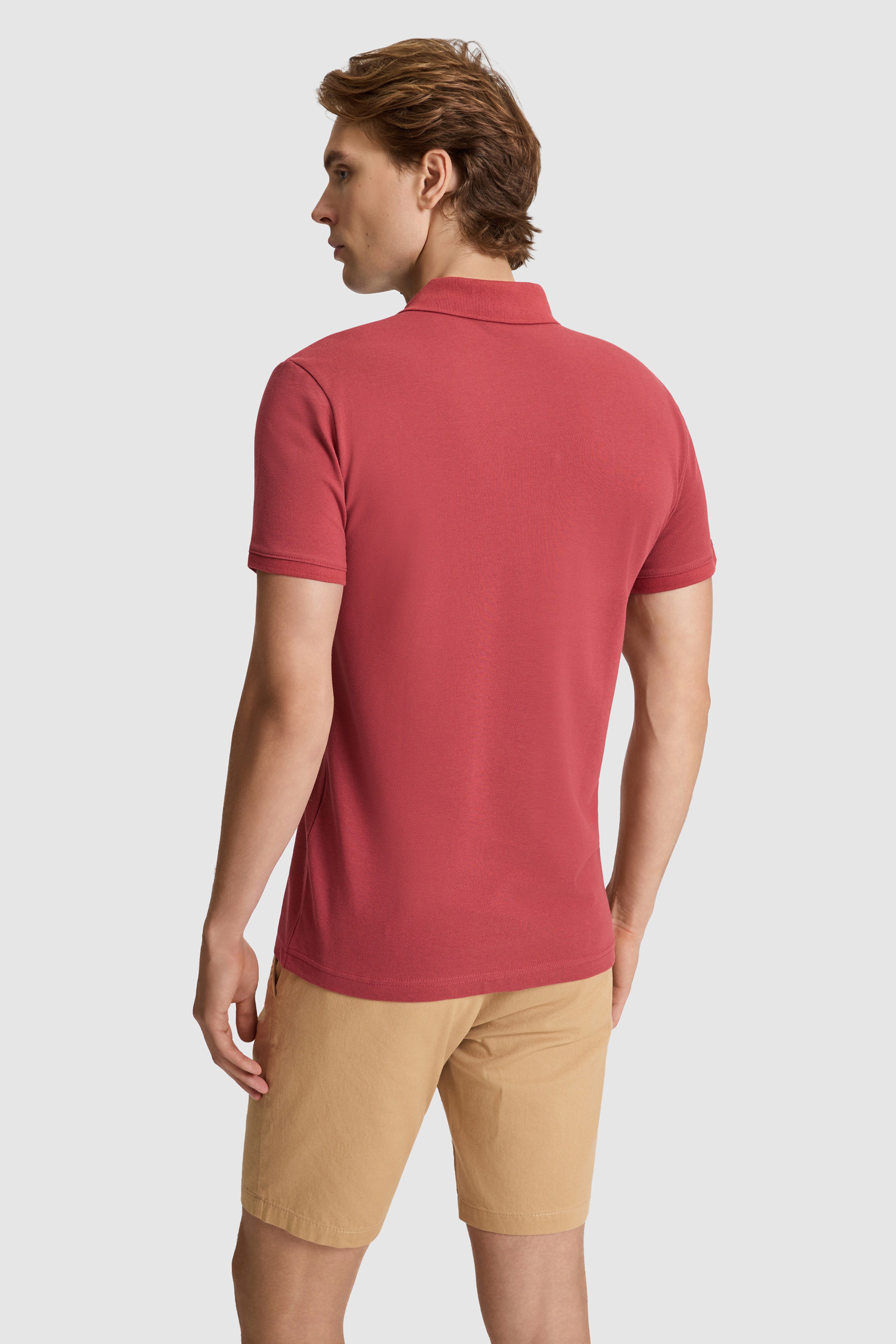 Erkek Vişne Slim Fit Polo Yaka Basic Tişört