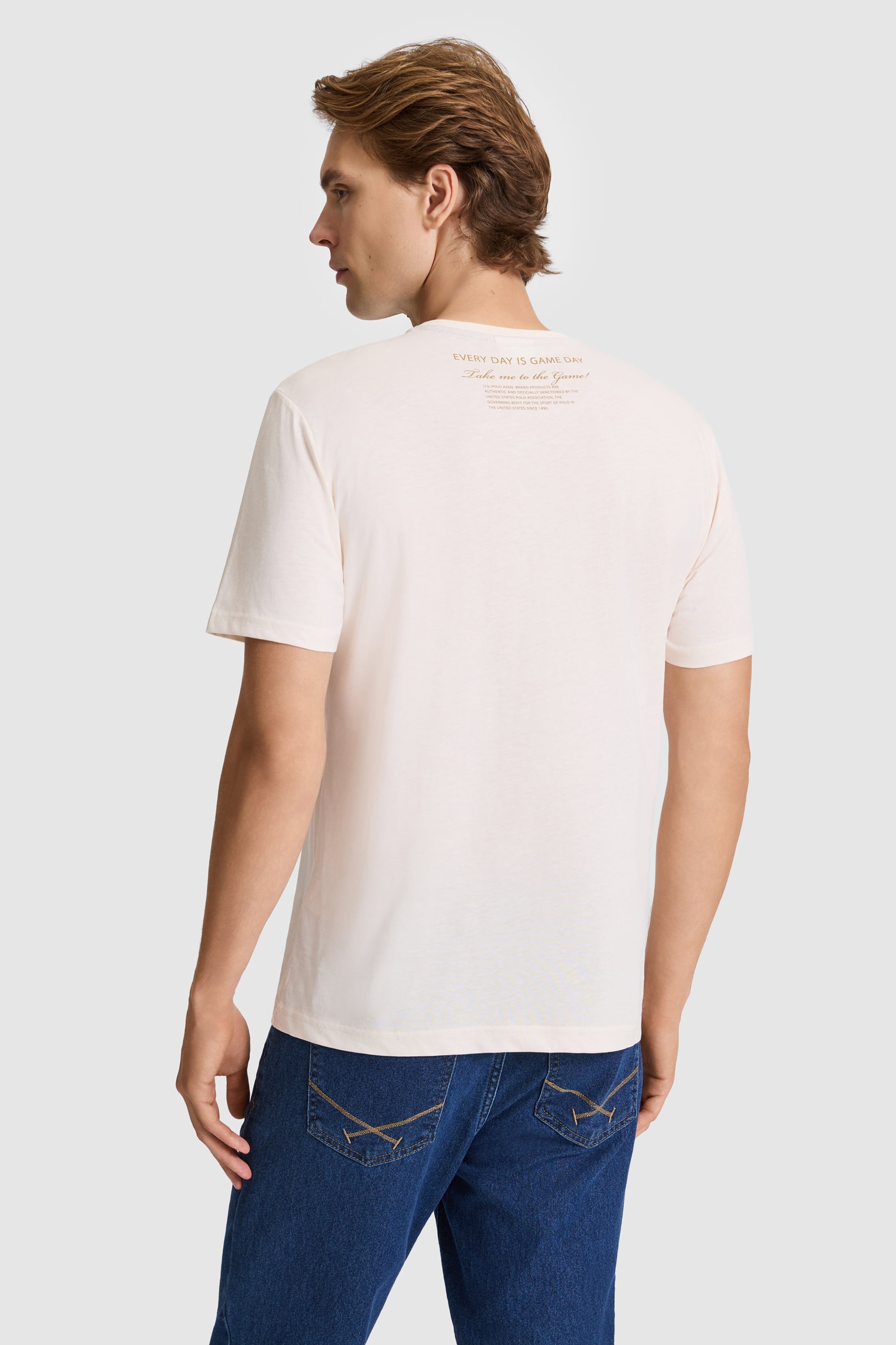 Erkek Krem Regular Fit Bisiklet Yaka Tişört