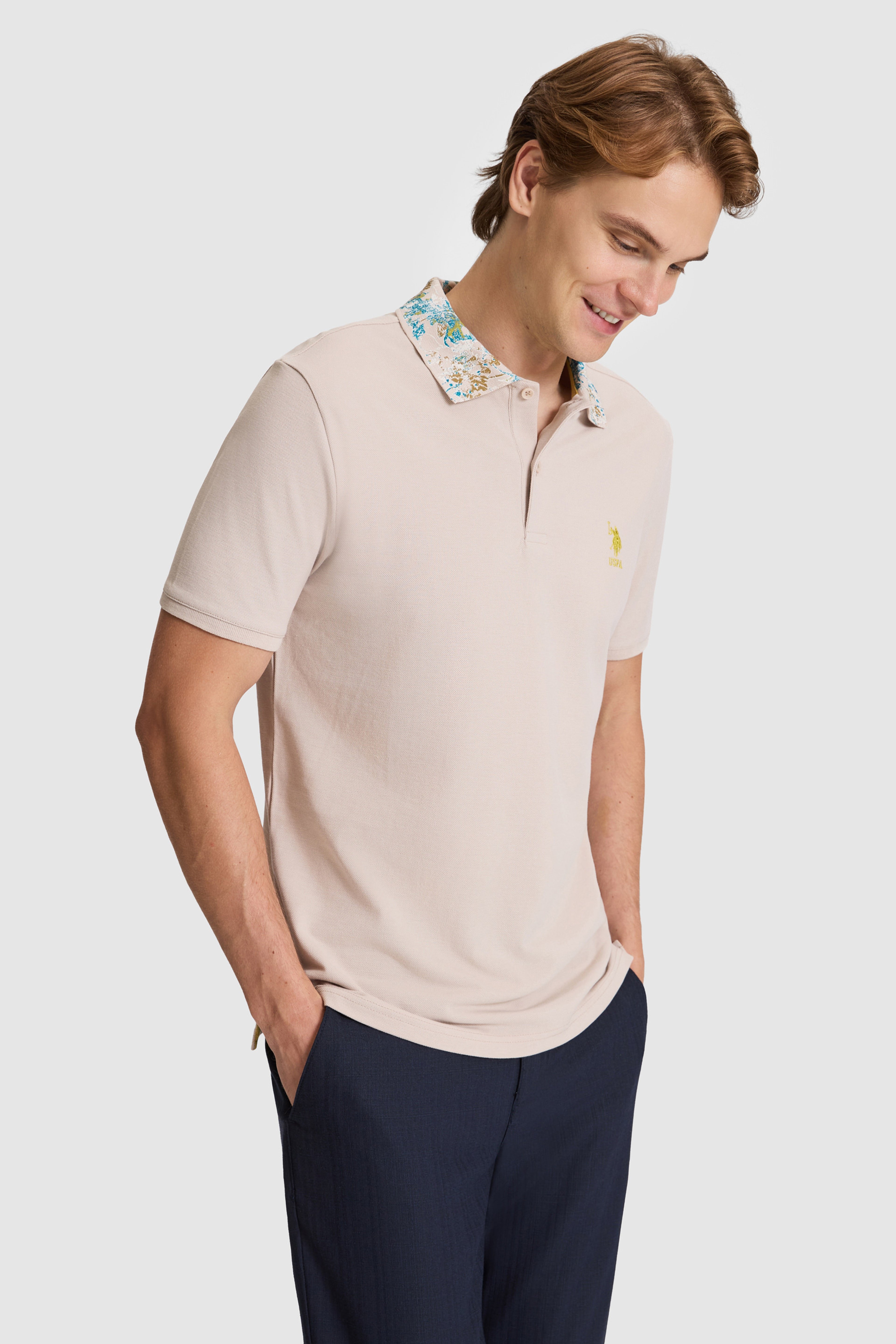 Erkek Taş Regular Fit Polo Yaka Tişört - Image 3