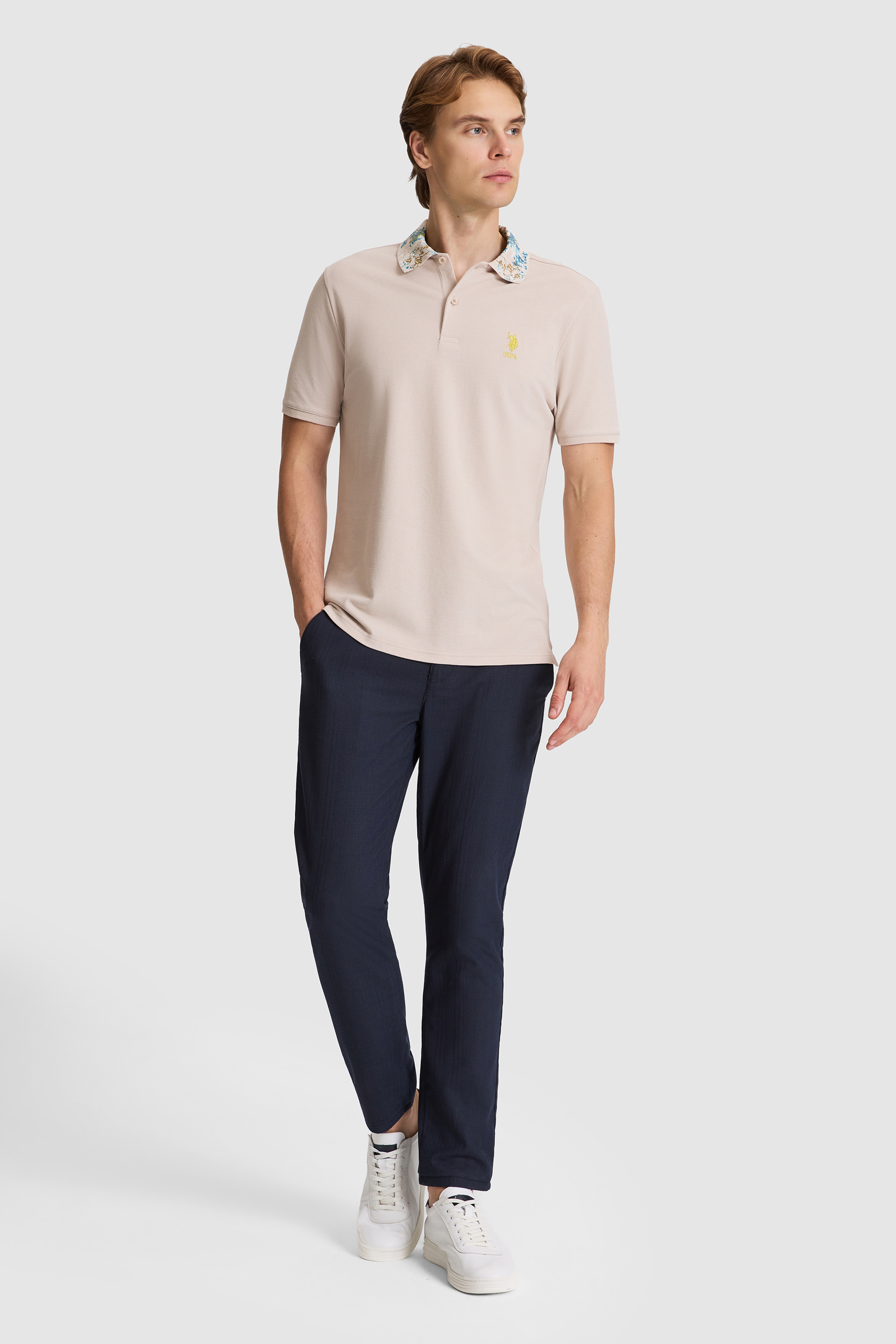 Erkek Taş Regular Fit Polo Yaka Tişört
