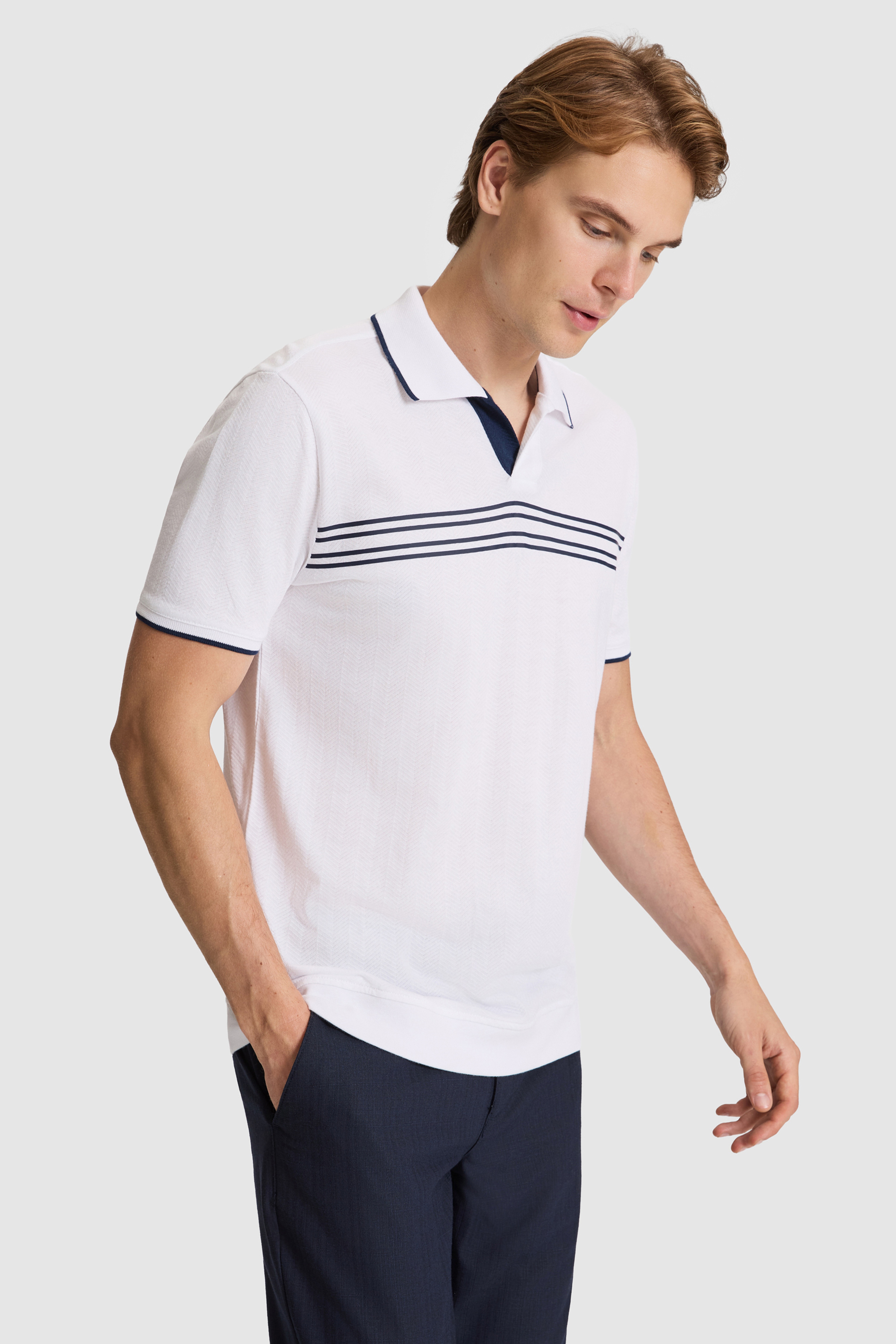 Erkek Beyaz Regular Fit Polo Yaka Tişört