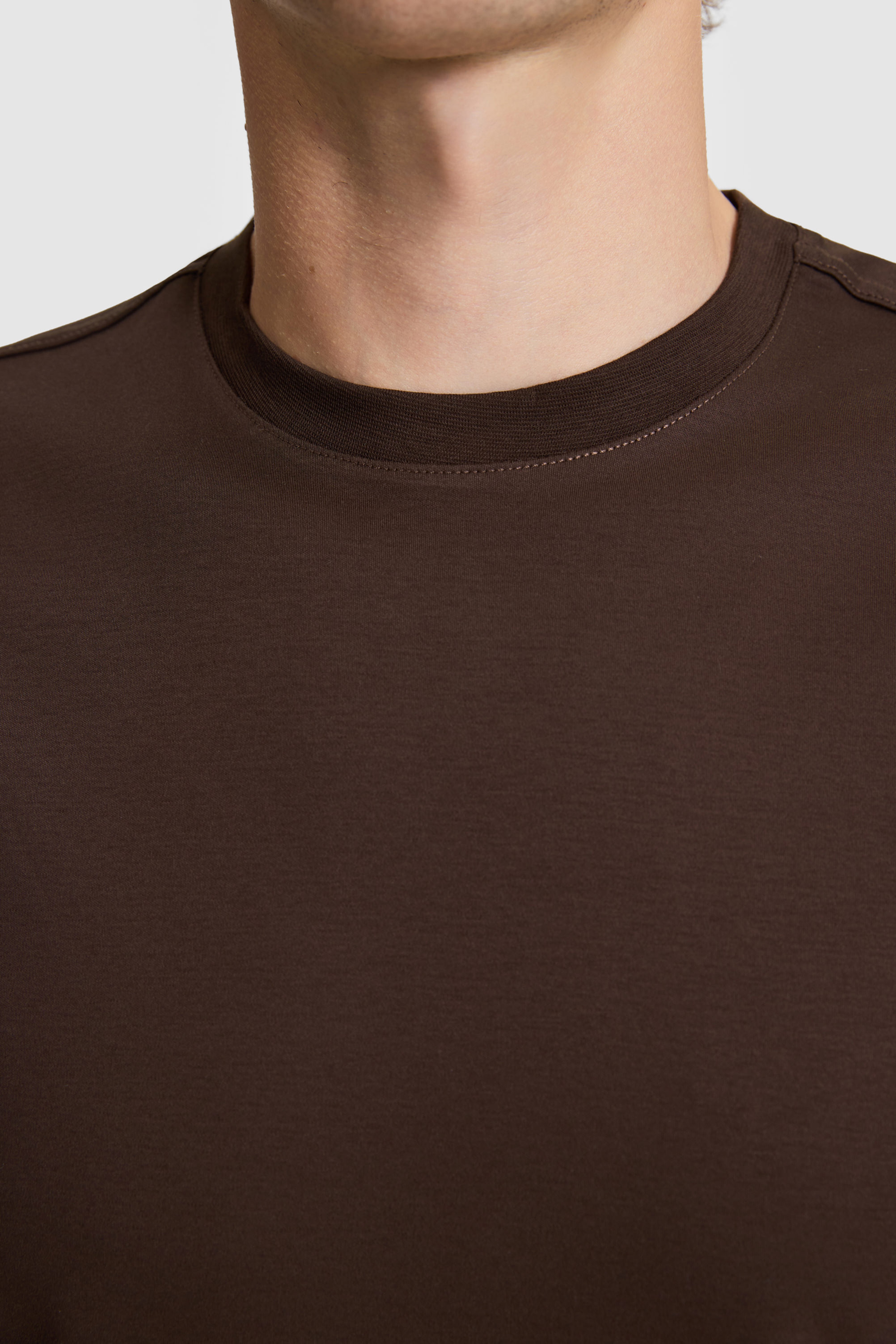 Erkek Kahverengi Regular Fit Bisiklet Yaka Basic Tişört