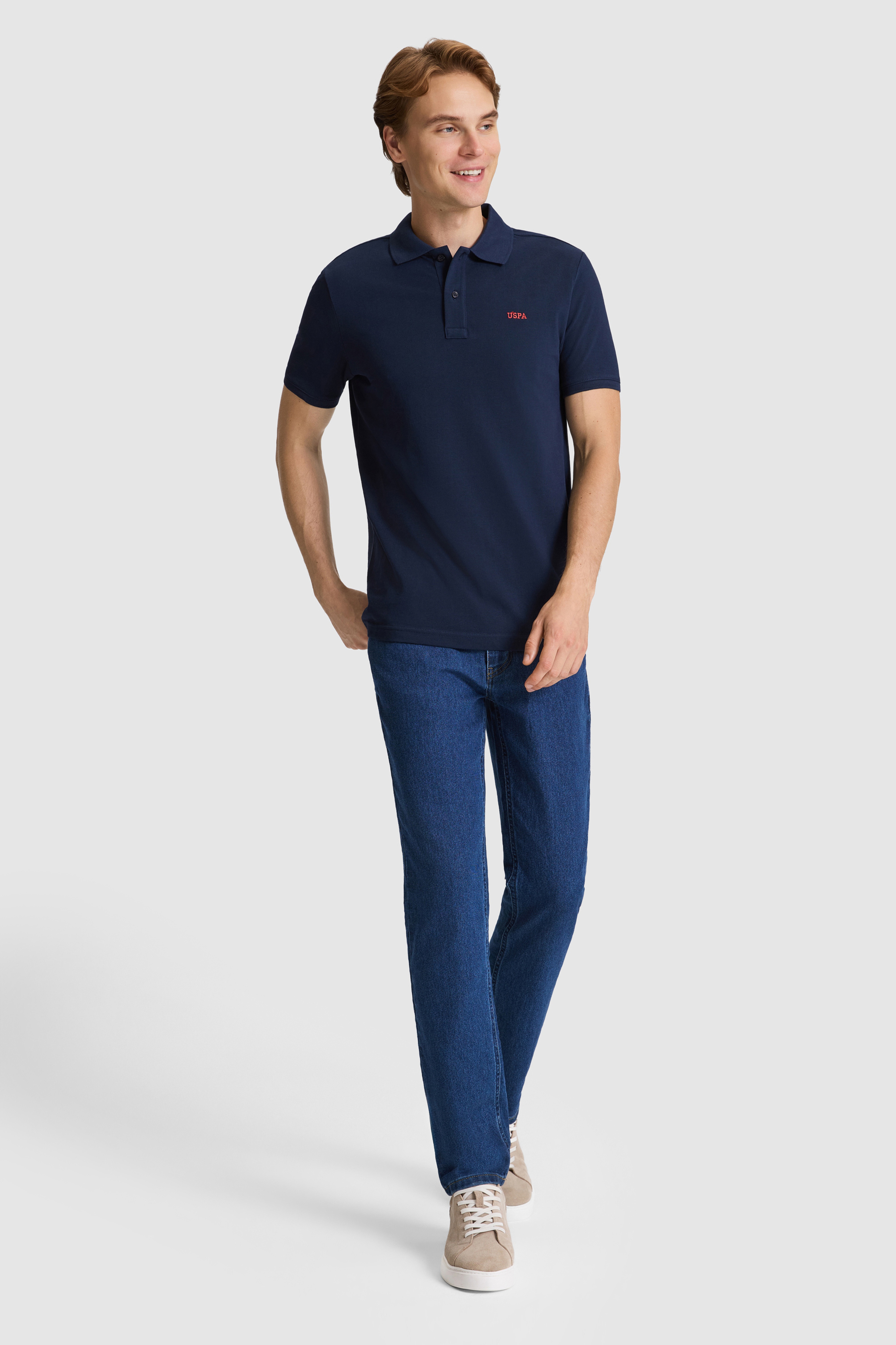 Erkek Lacivert Regular Fit Polo Yaka Basic Tişört