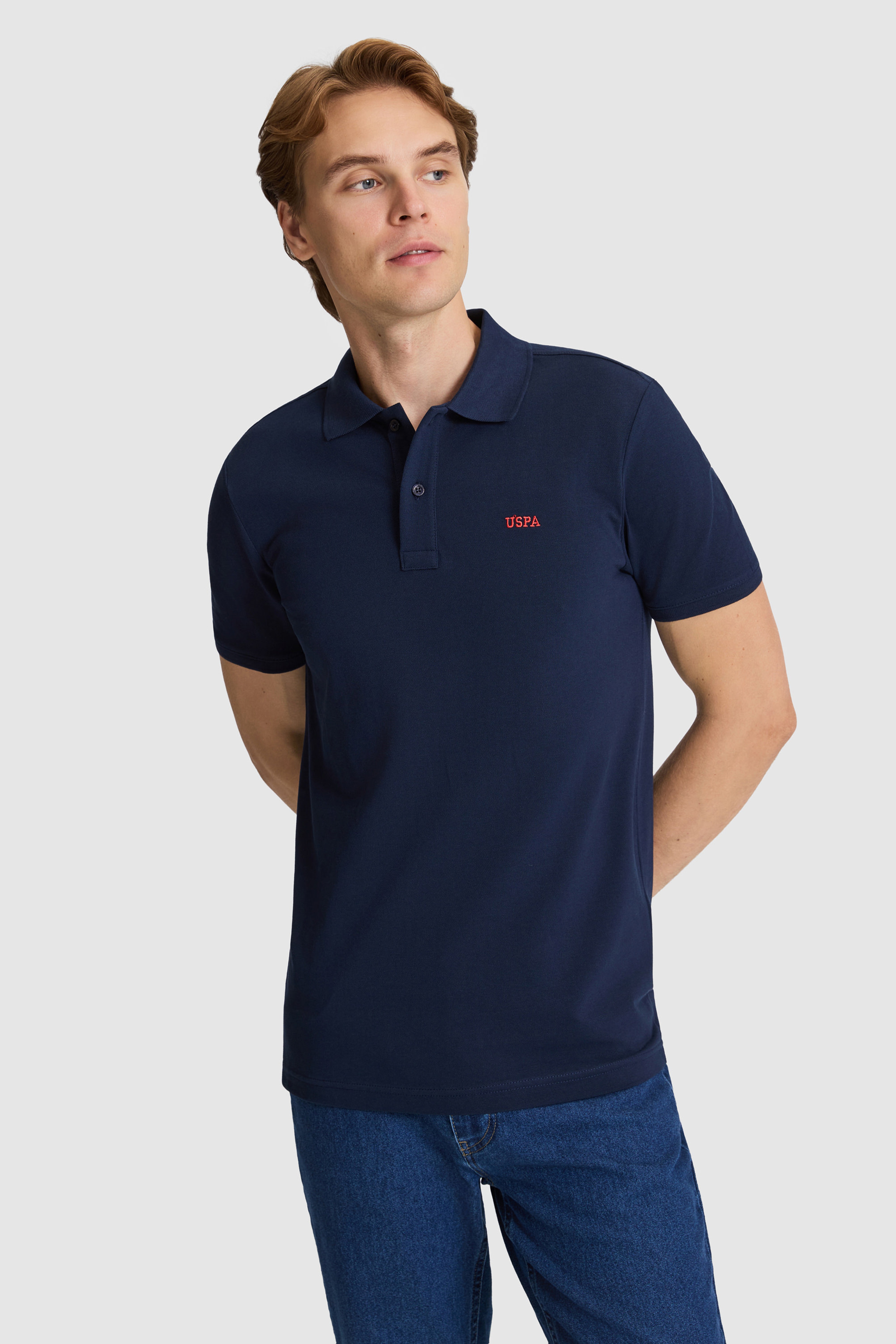 Erkek Lacivert Regular Fit Polo Yaka Basic Tişört - Image 3
