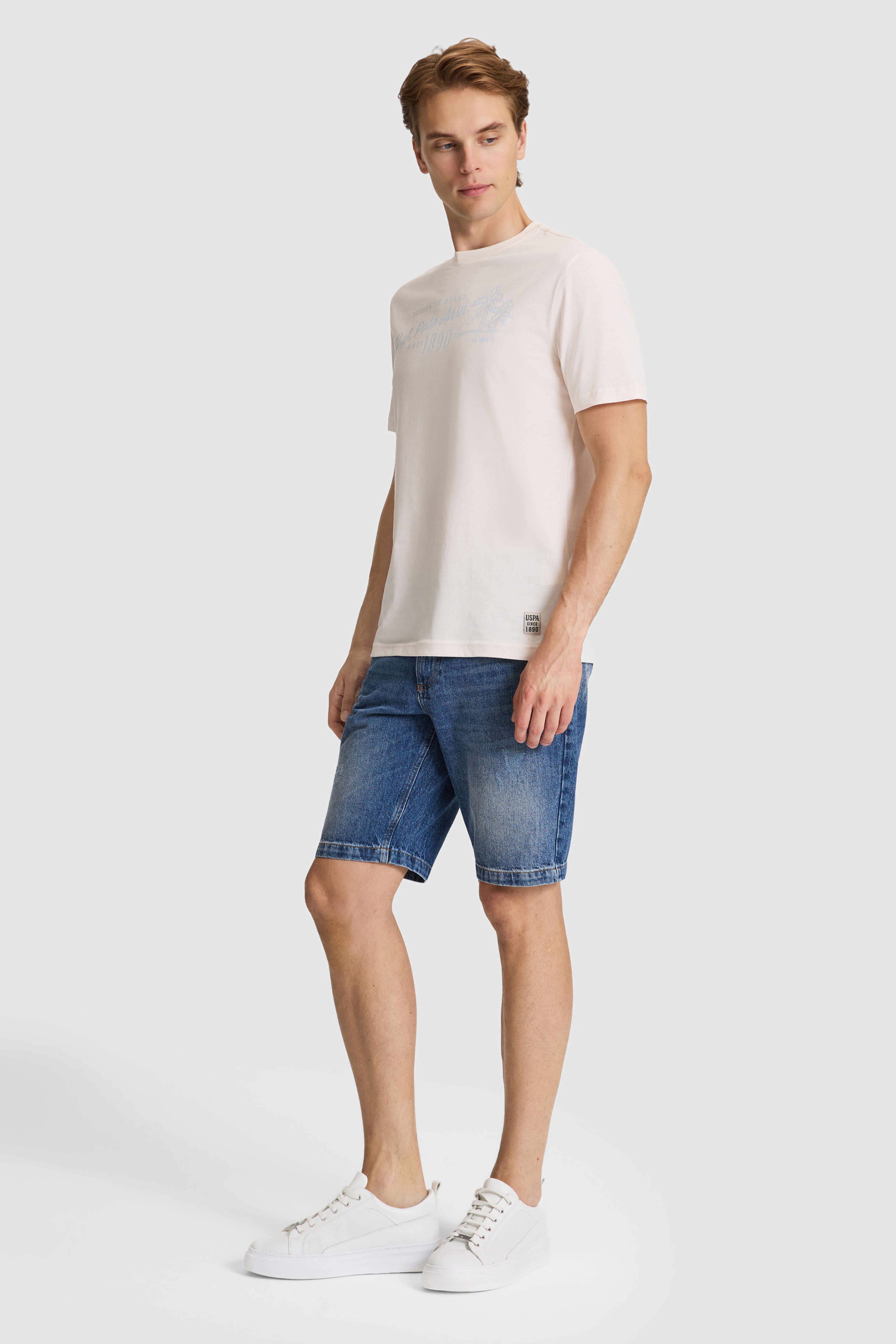 Erkek Krem Regular Fit Bisiklet Yaka Tişört - Image 4
