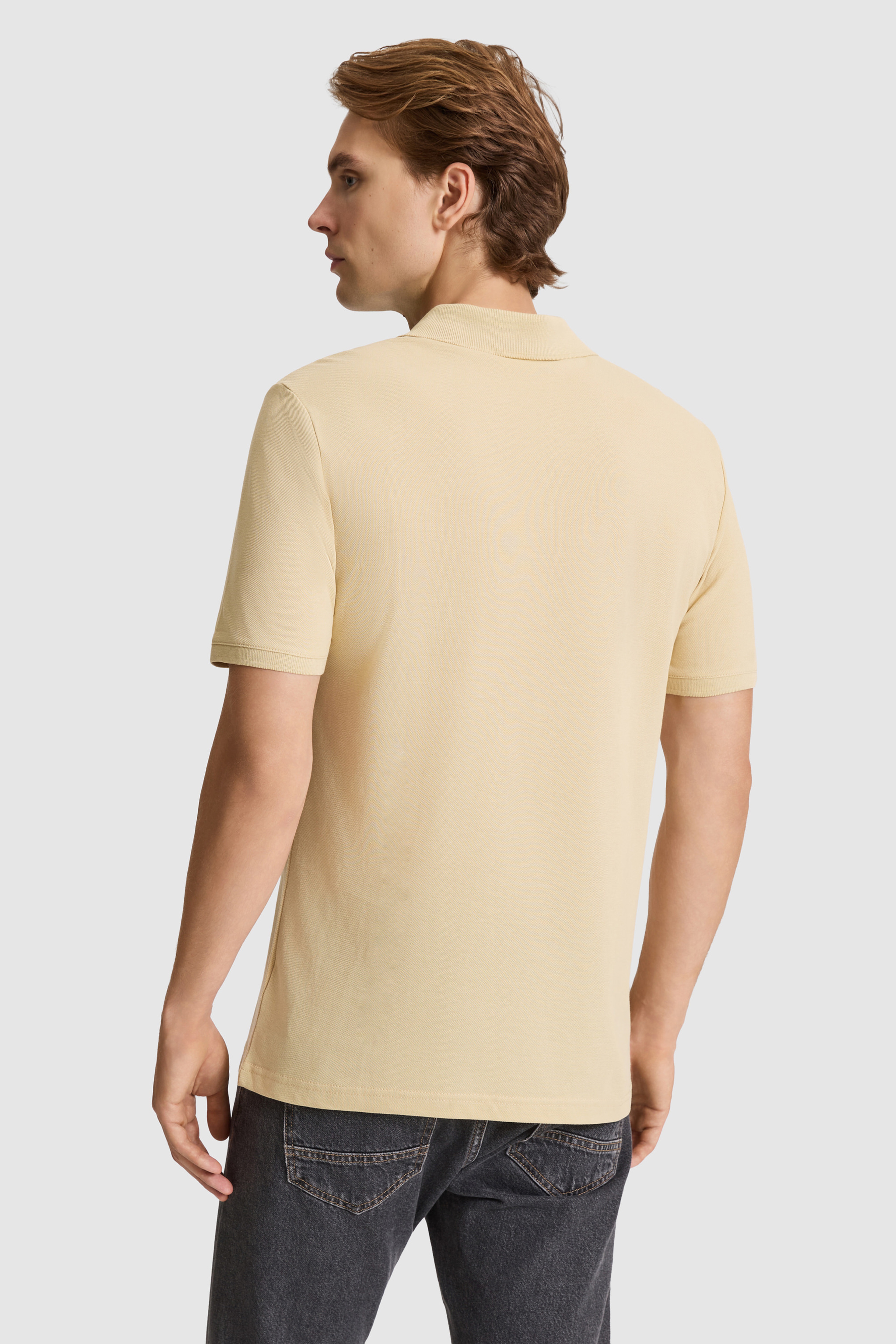 Erkek Bej Regular Fit Polo Yaka Tişört - Image 5