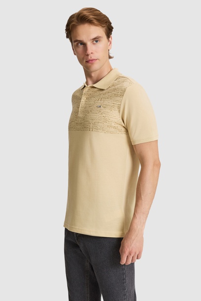 Erkek Bej Regular Fit Polo Yaka Tişört