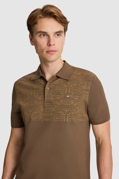 Erkek Kahverengi Regular Fit Polo Yaka Tişört