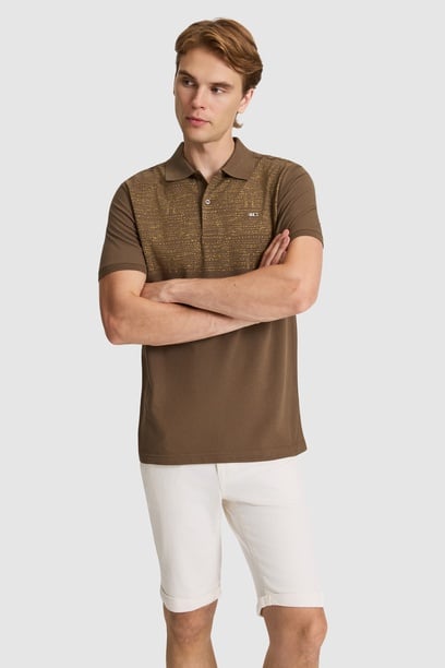 Erkek Kahverengi Regular Fit Polo Yaka Tişört