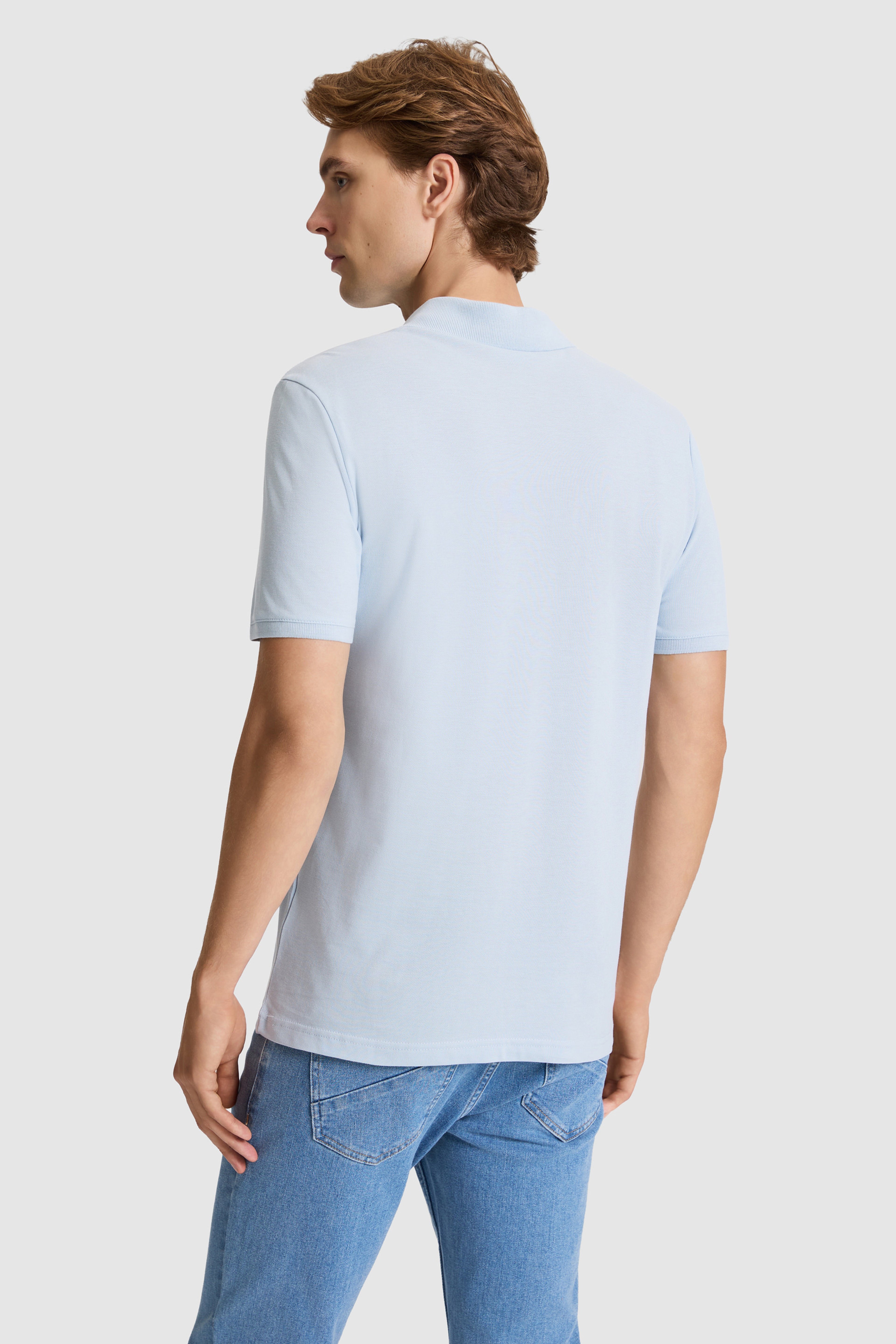 Erkek Açık Mavi Regular Fit Polo Yaka Tişört - Image 5