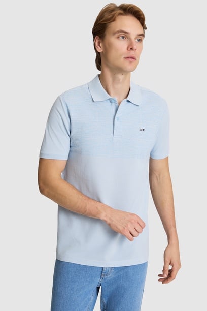 Erkek Açık Mavi Regular Fit Polo Yaka Tişört