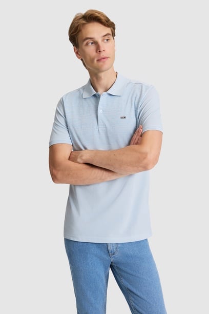 Erkek Açık Mavi Regular Fit Polo Yaka Tişört