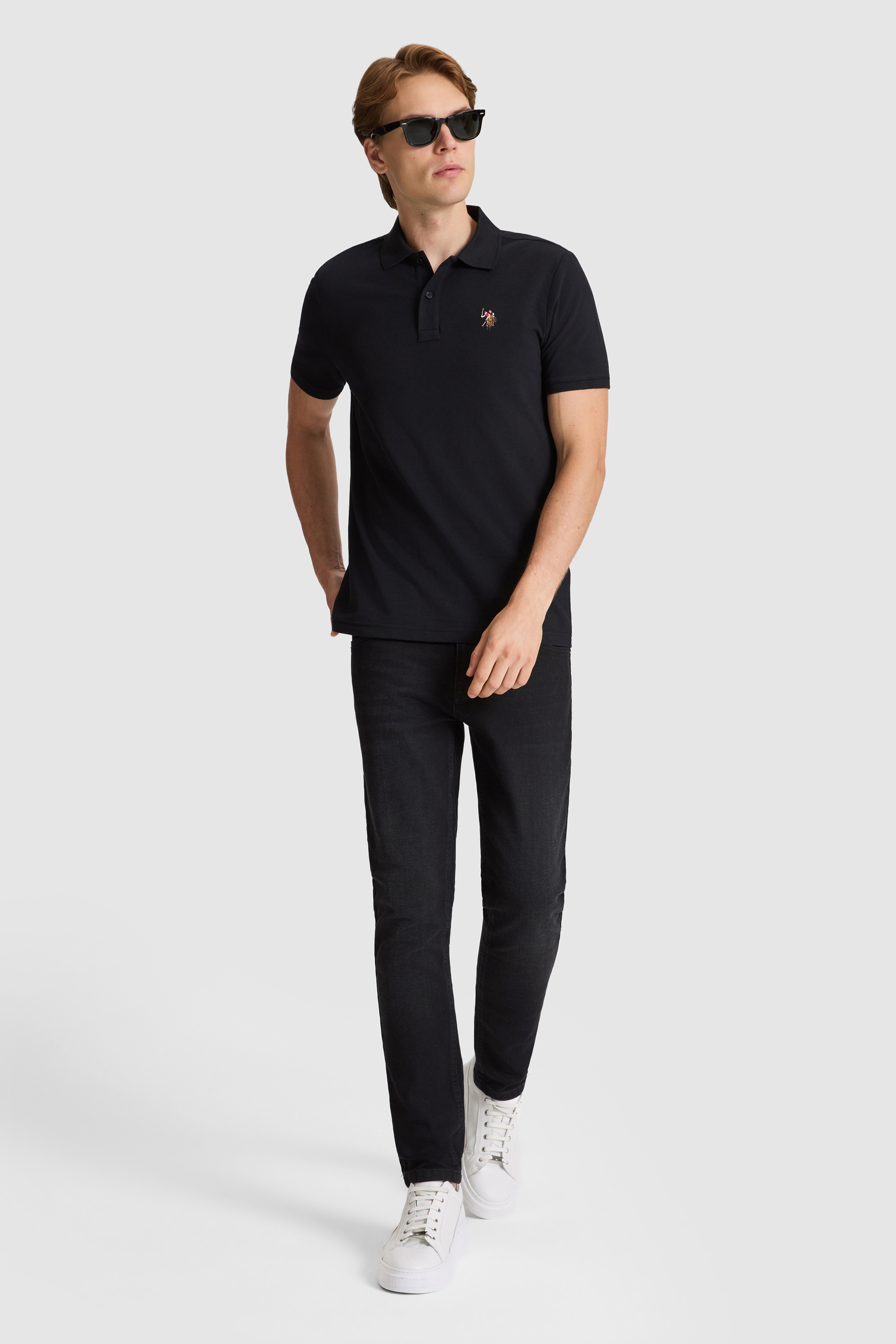 Erkek Siyah Regular Fit Polo Yaka Basic Tişört