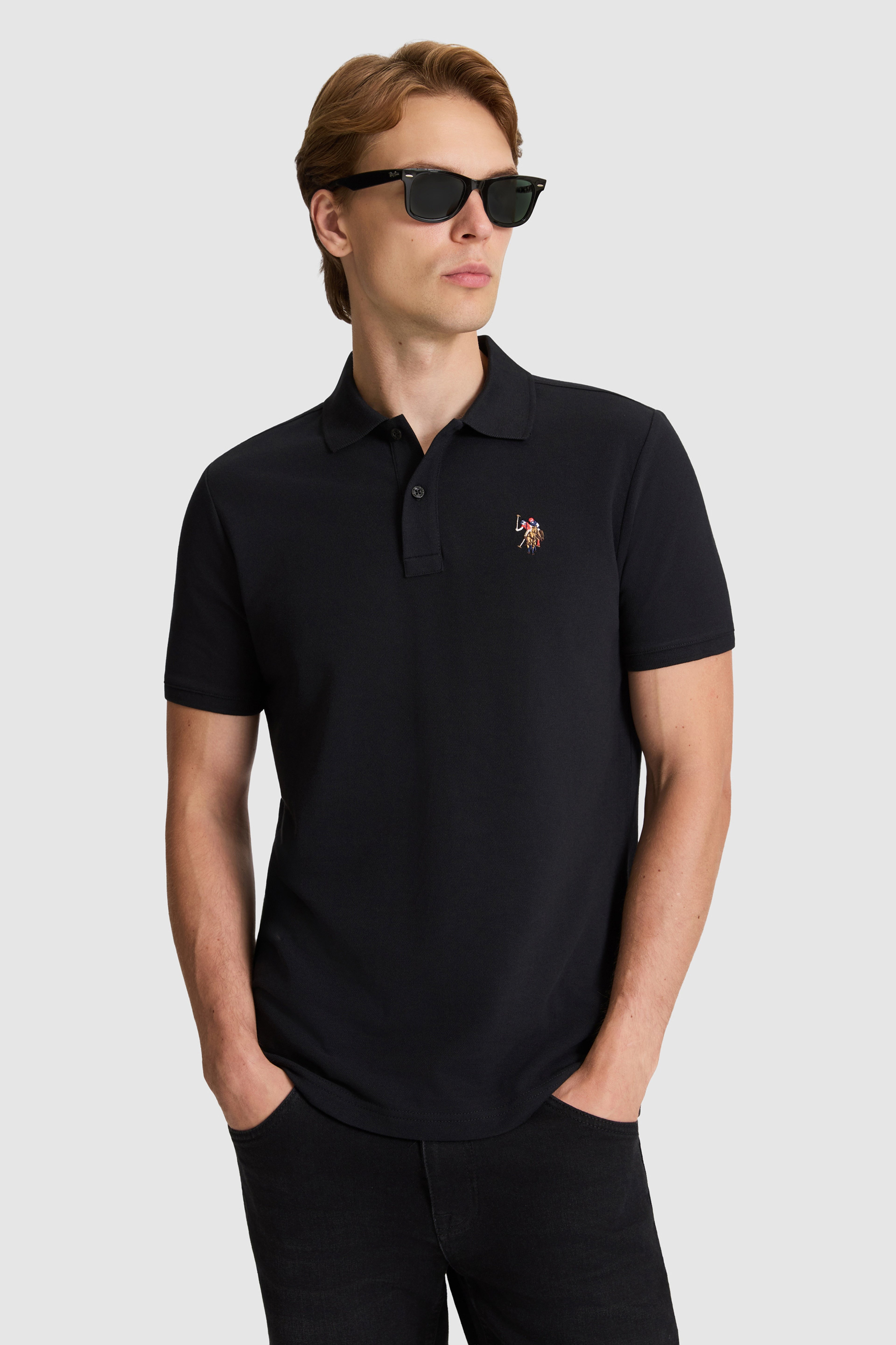 Erkek Siyah Regular Fit Polo Yaka Basic Tişört