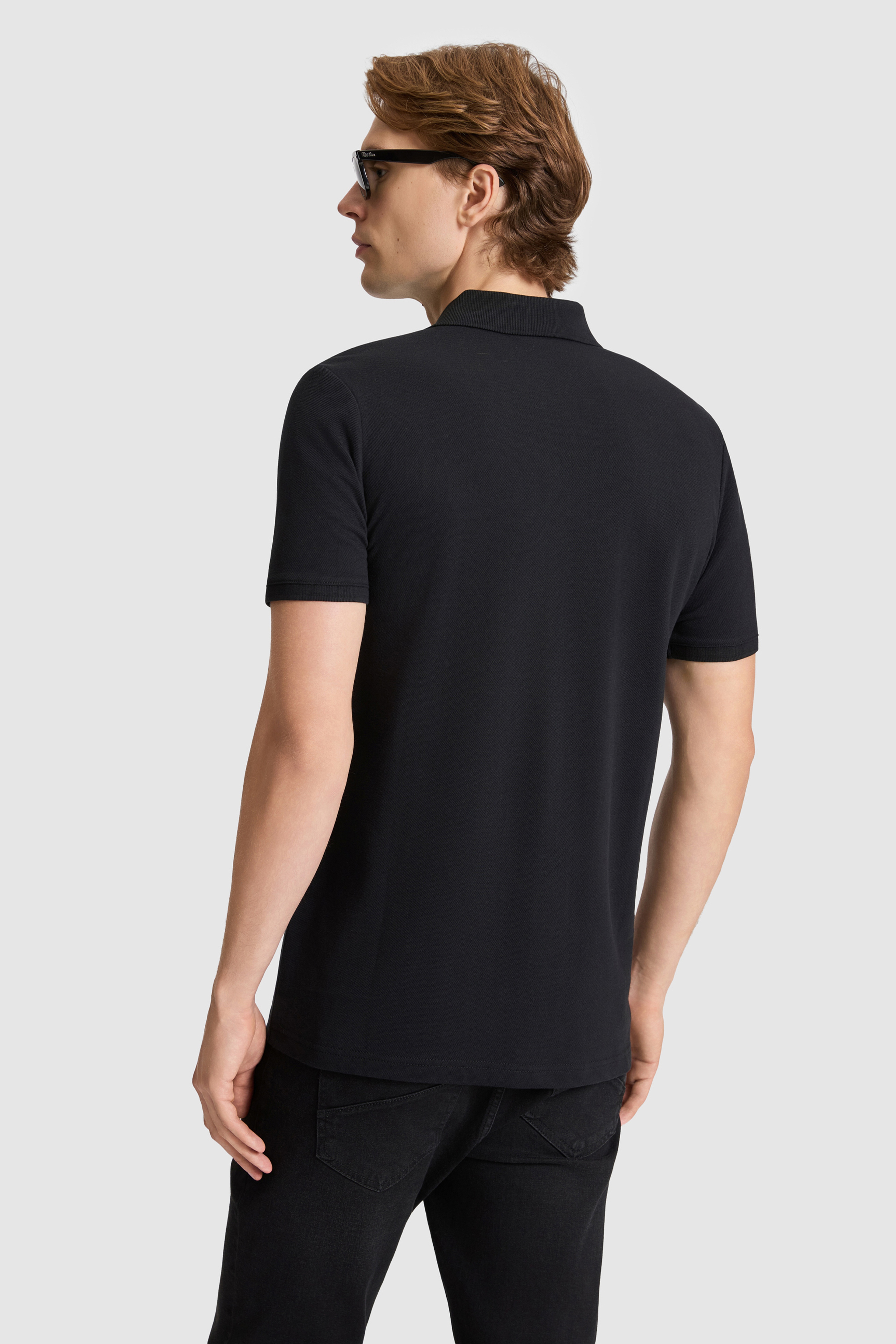 Erkek Siyah Regular Fit Polo Yaka Basic Tişört