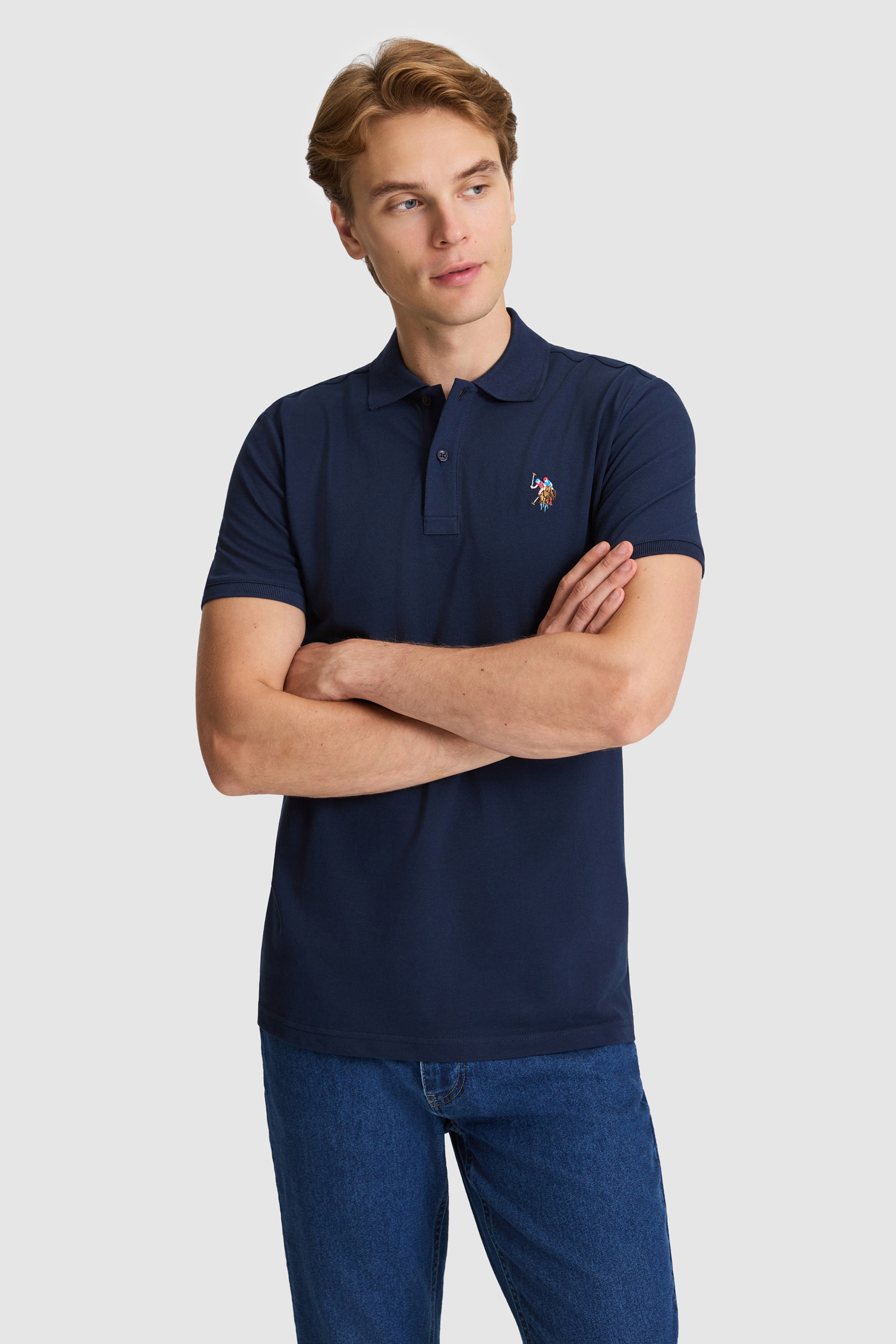 Erkek Lacivert Regular Fit Polo Yaka Basic Tişört - Image 5