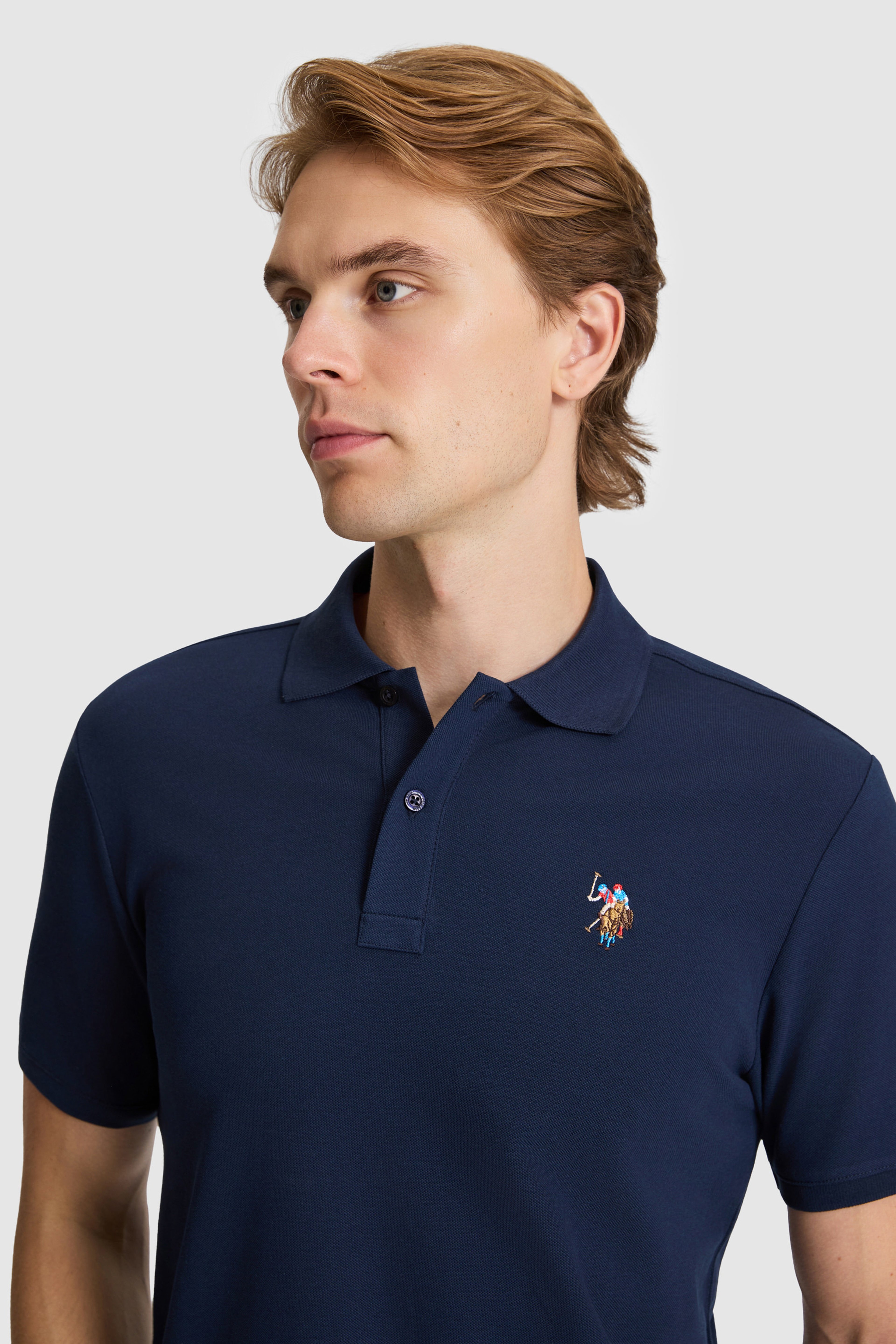 Erkek Lacivert Regular Fit Polo Yaka Basic Tişört